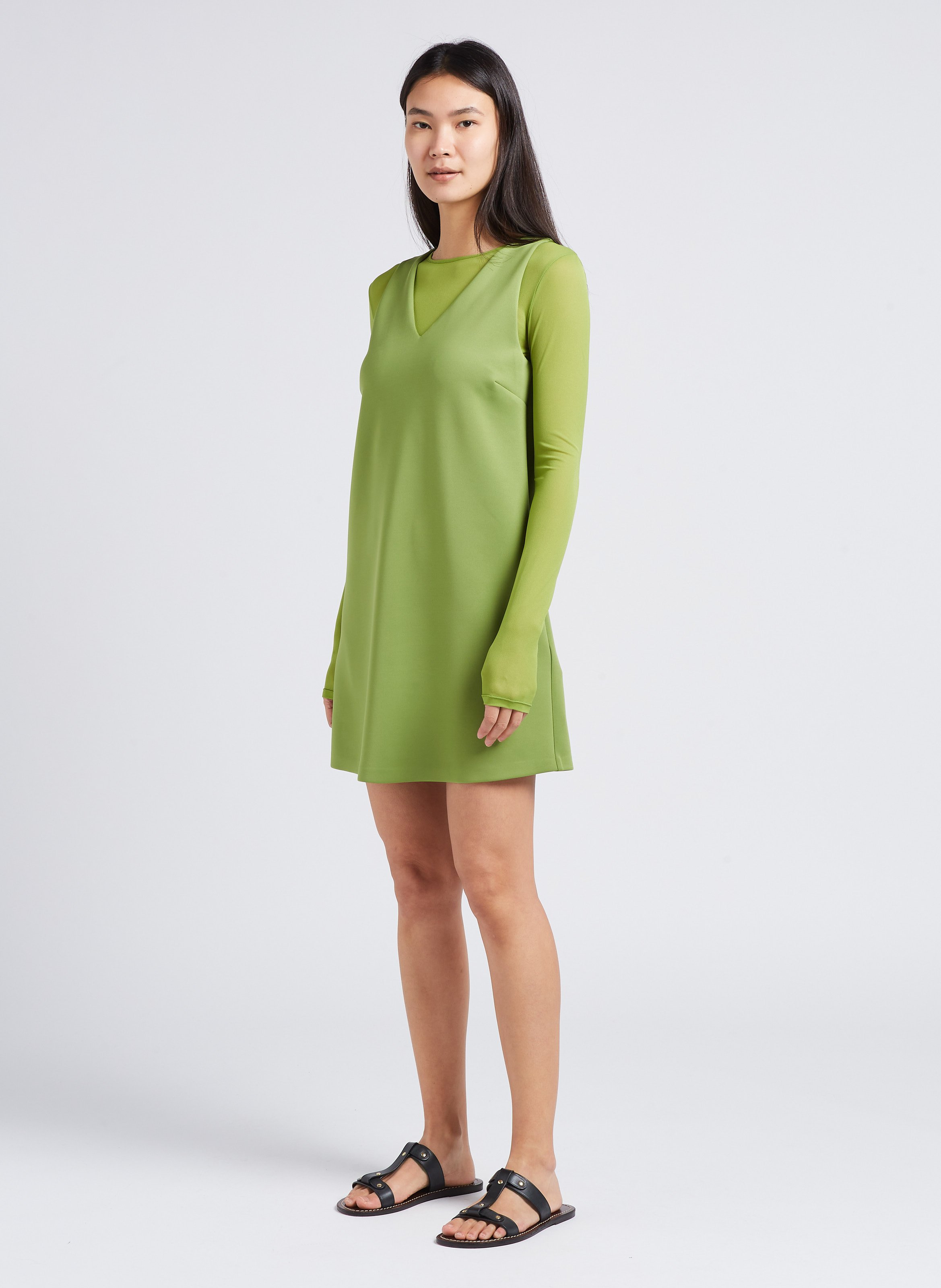 Short T-shirt-style lined V-neck dress MAX MARA LEISURE Green