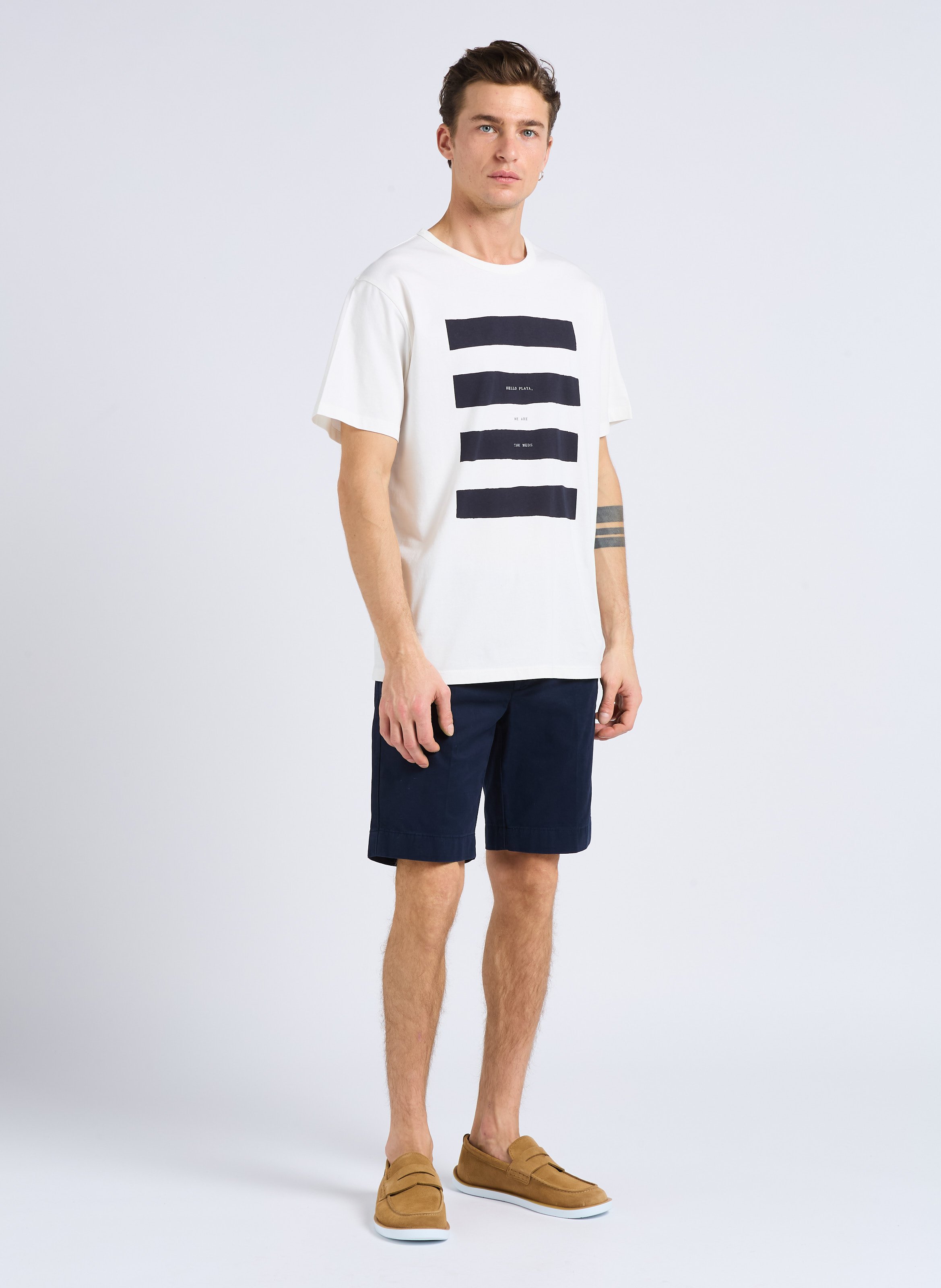 Straight-leg hem-effect cotton shorts HACKETT Blue