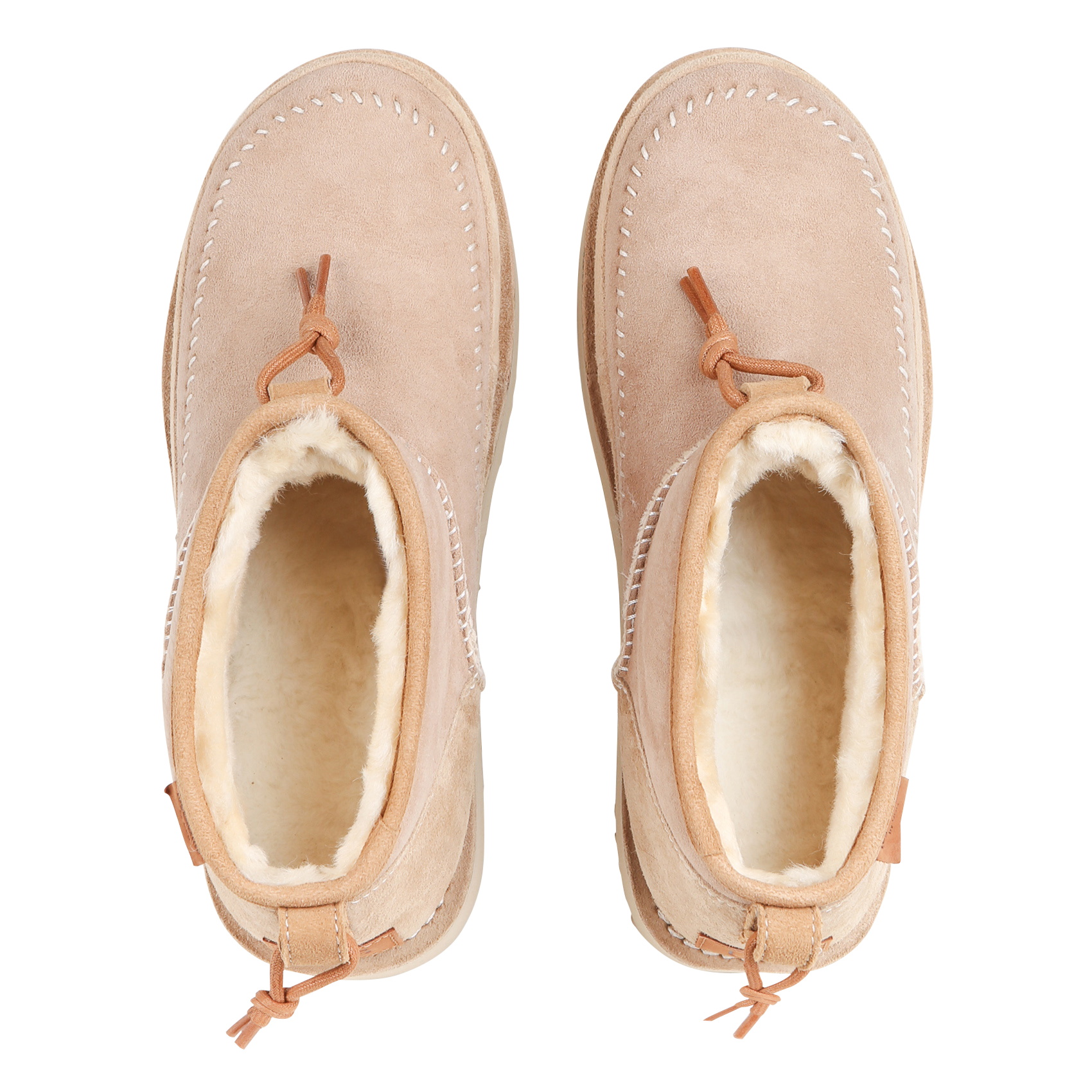 Bottines fourrées en cuir velours UGG Beige