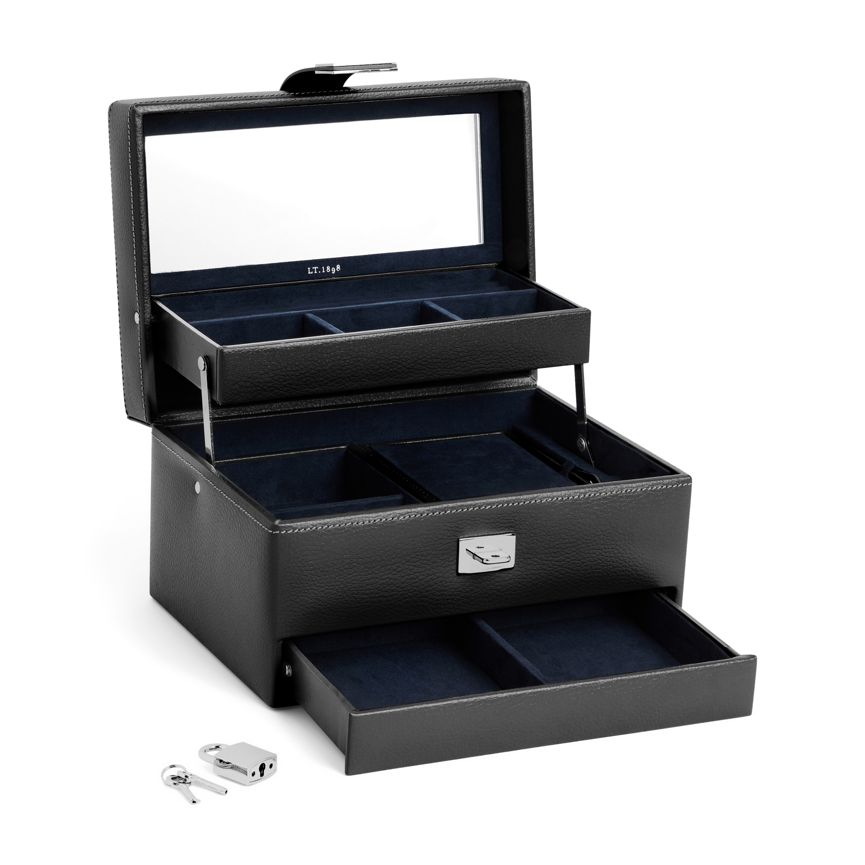 Medium-sized leather jewelry box Black