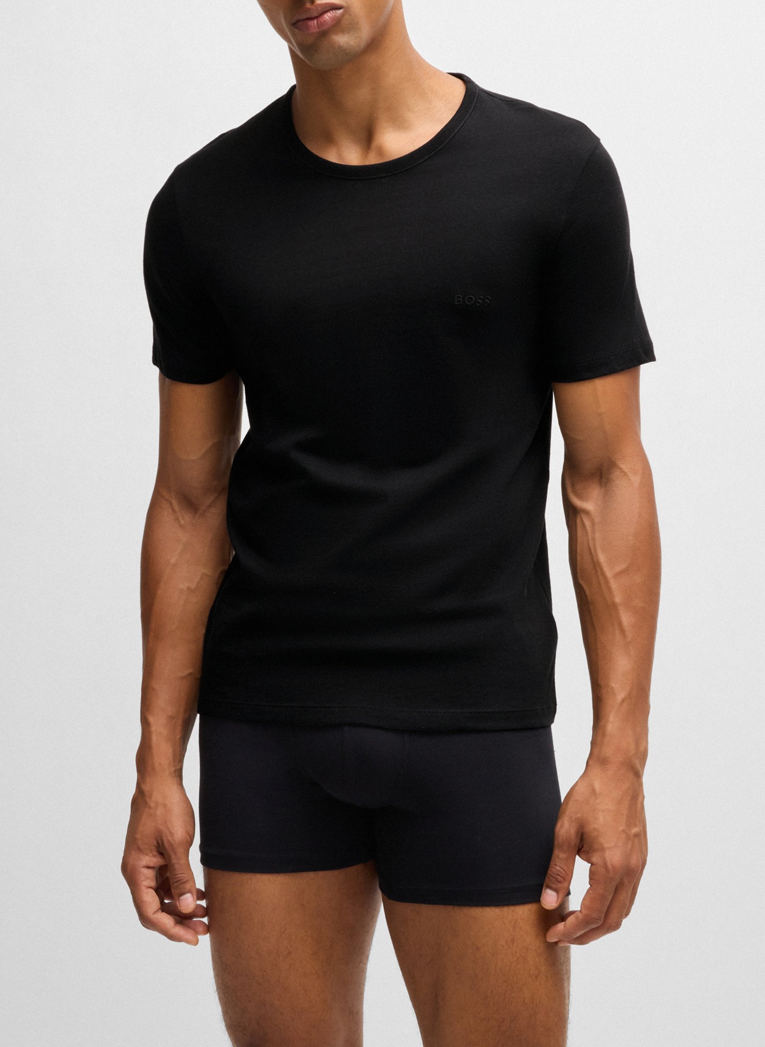 Pack of 3 round-neck cotton T-shirts BOSS Black