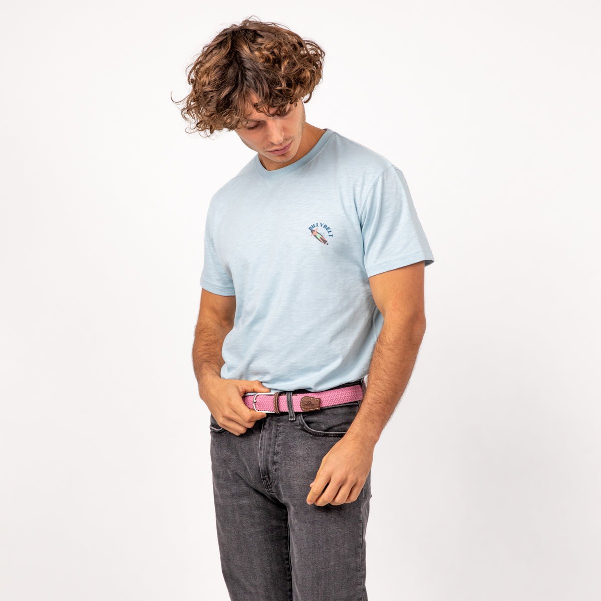 Solid Elastic Braided Belt Pink