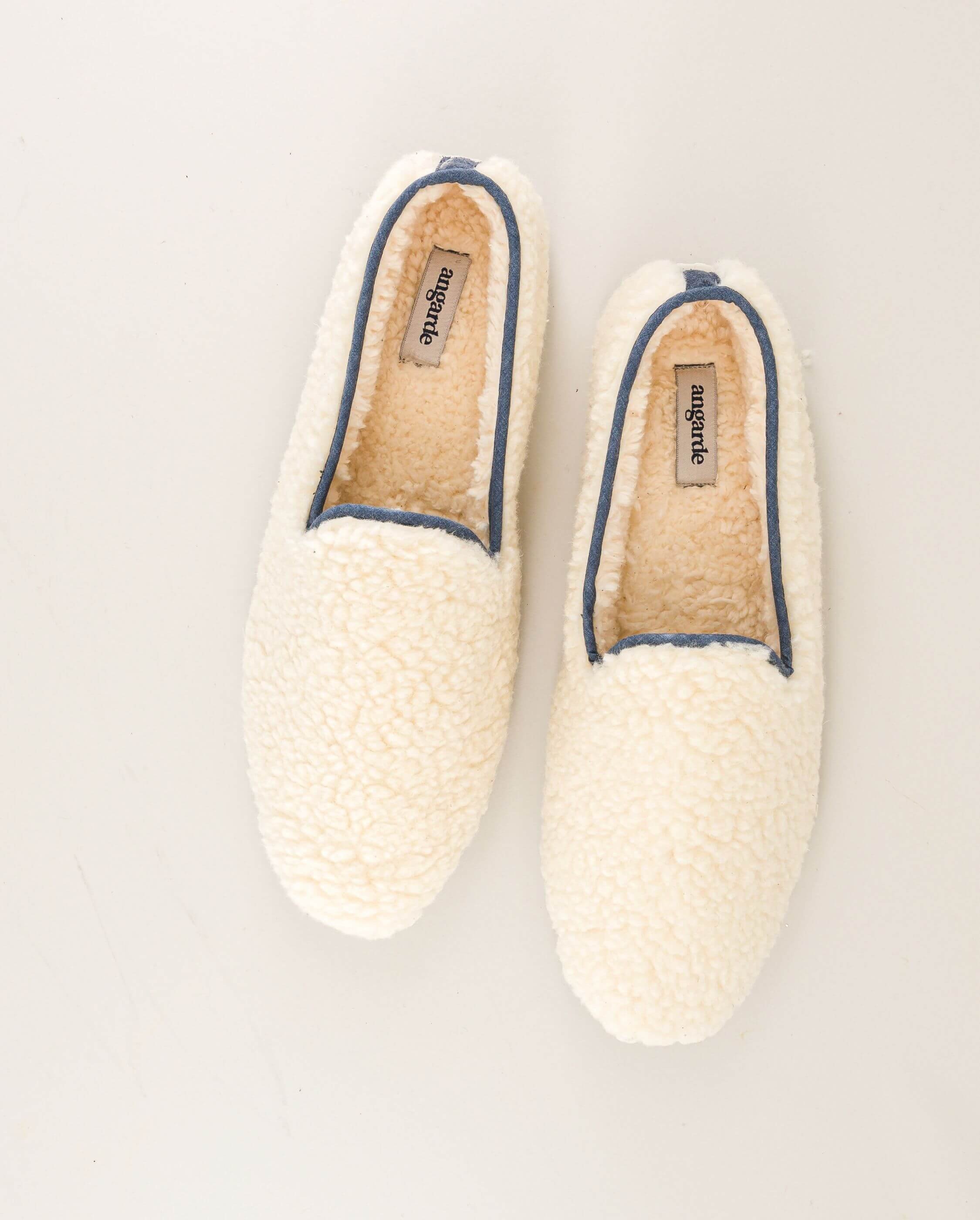 Men's wool bouclé slipper, white denim ANGARDE White
