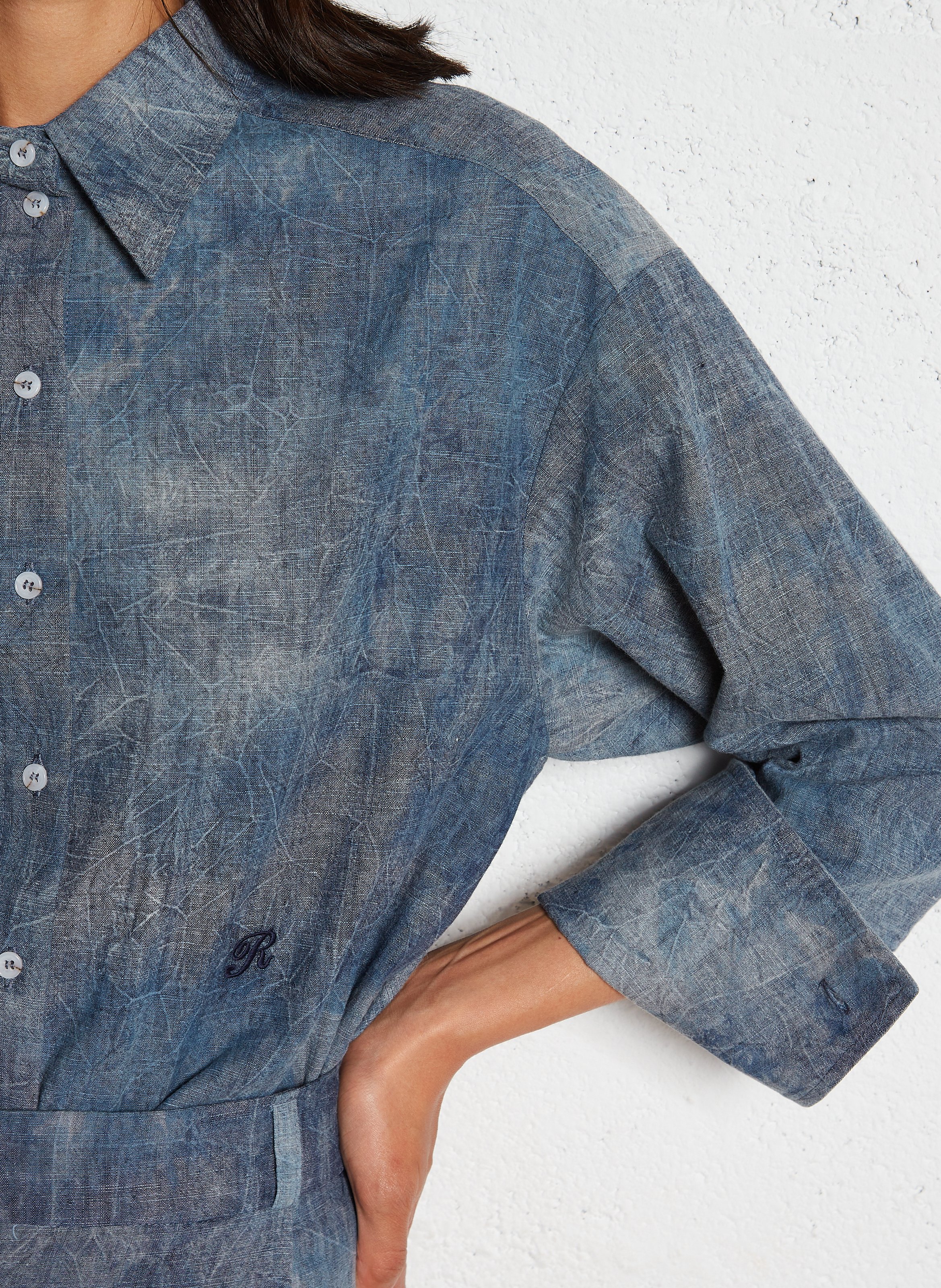 Oversize-Hemd aus Baumwollmix ROSEANNA Blau