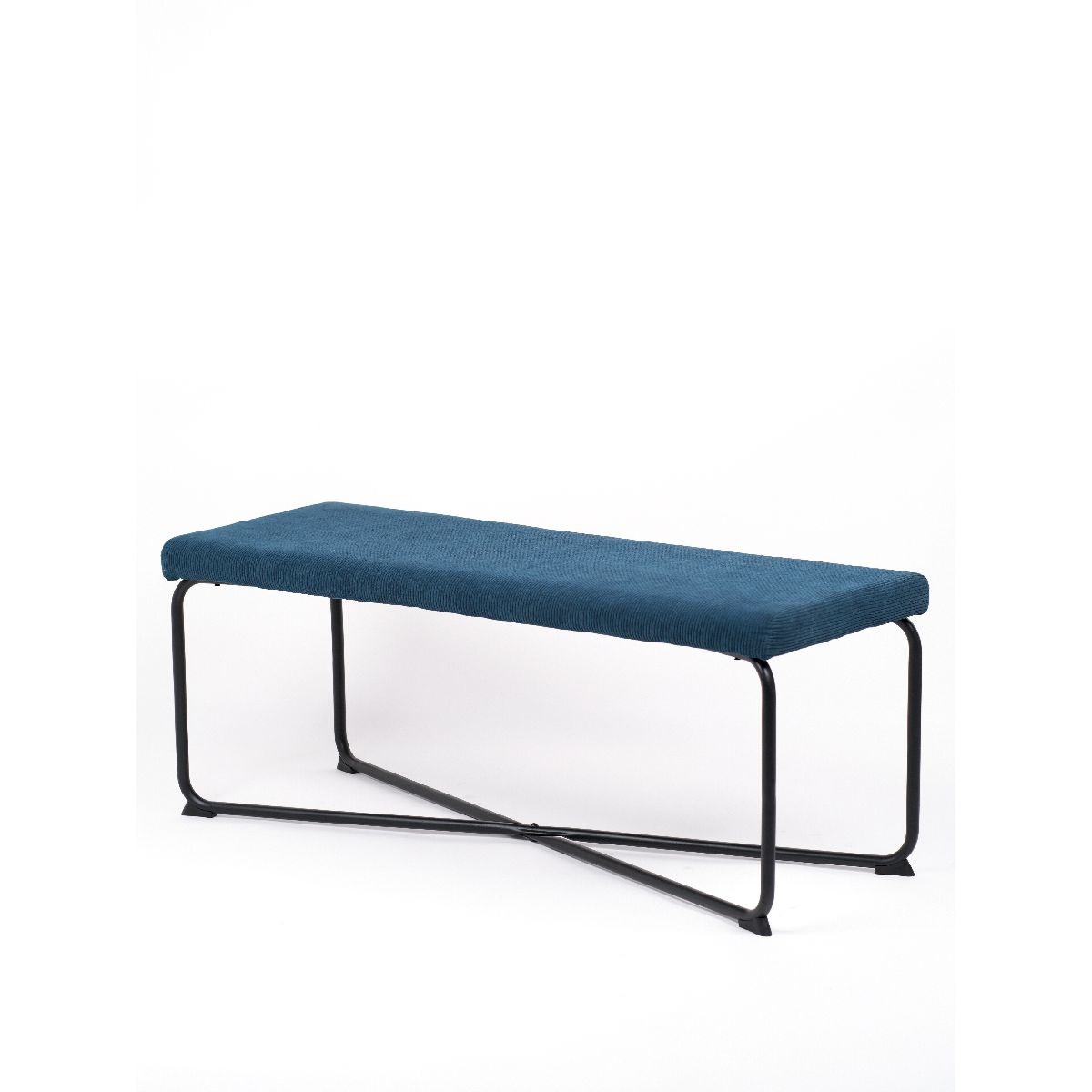 Ribbed fabric and metal bench FACTORY Blue