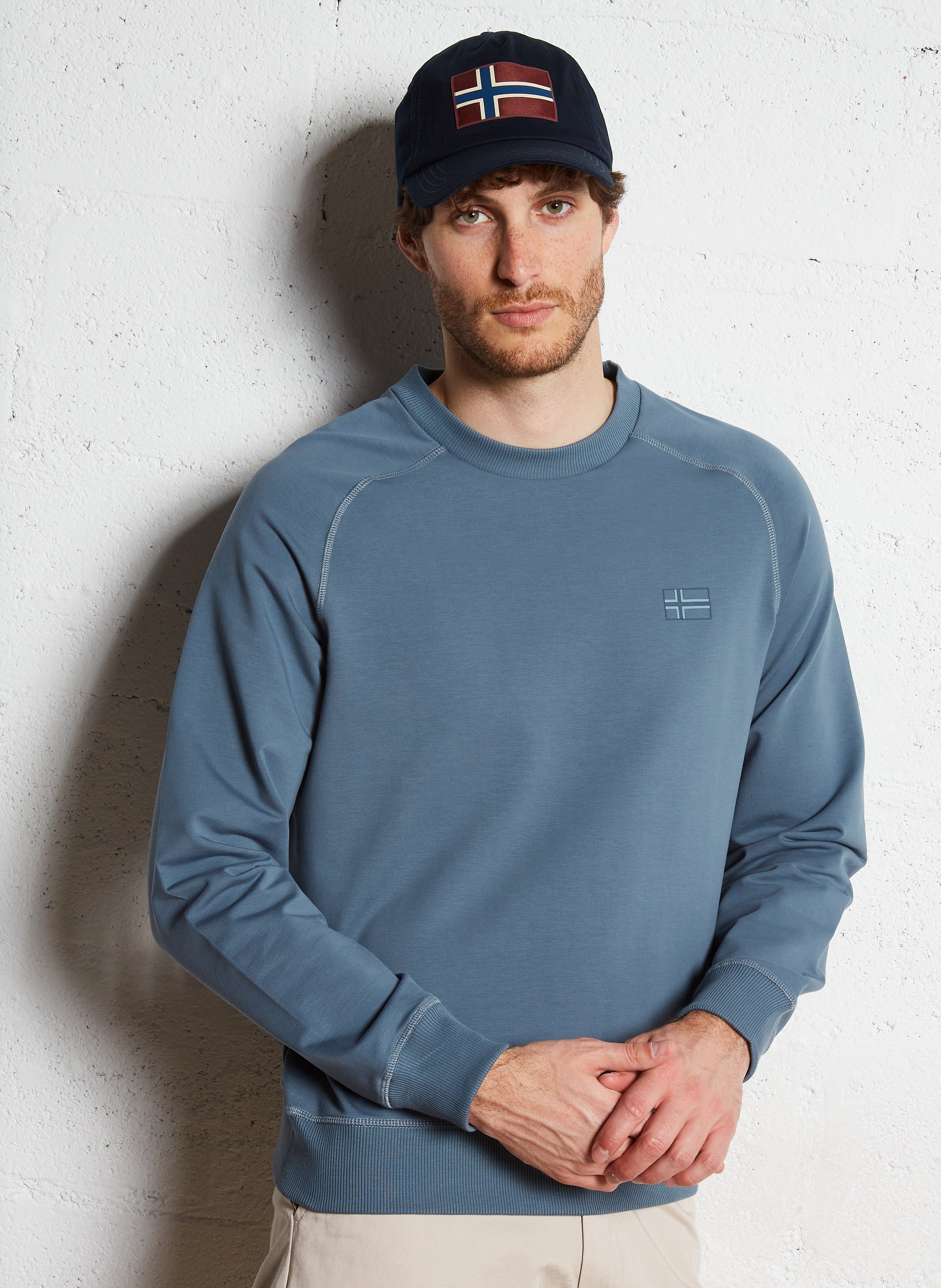 Sweat droit col rond en coton NAPAPIJRI Vert