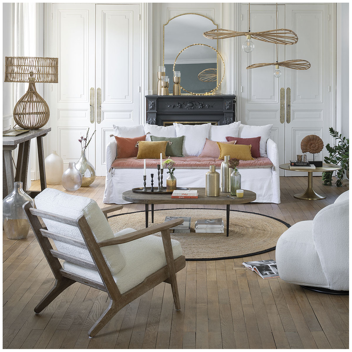 Rattan ceiling light BLANC D'IVOIRE Beige