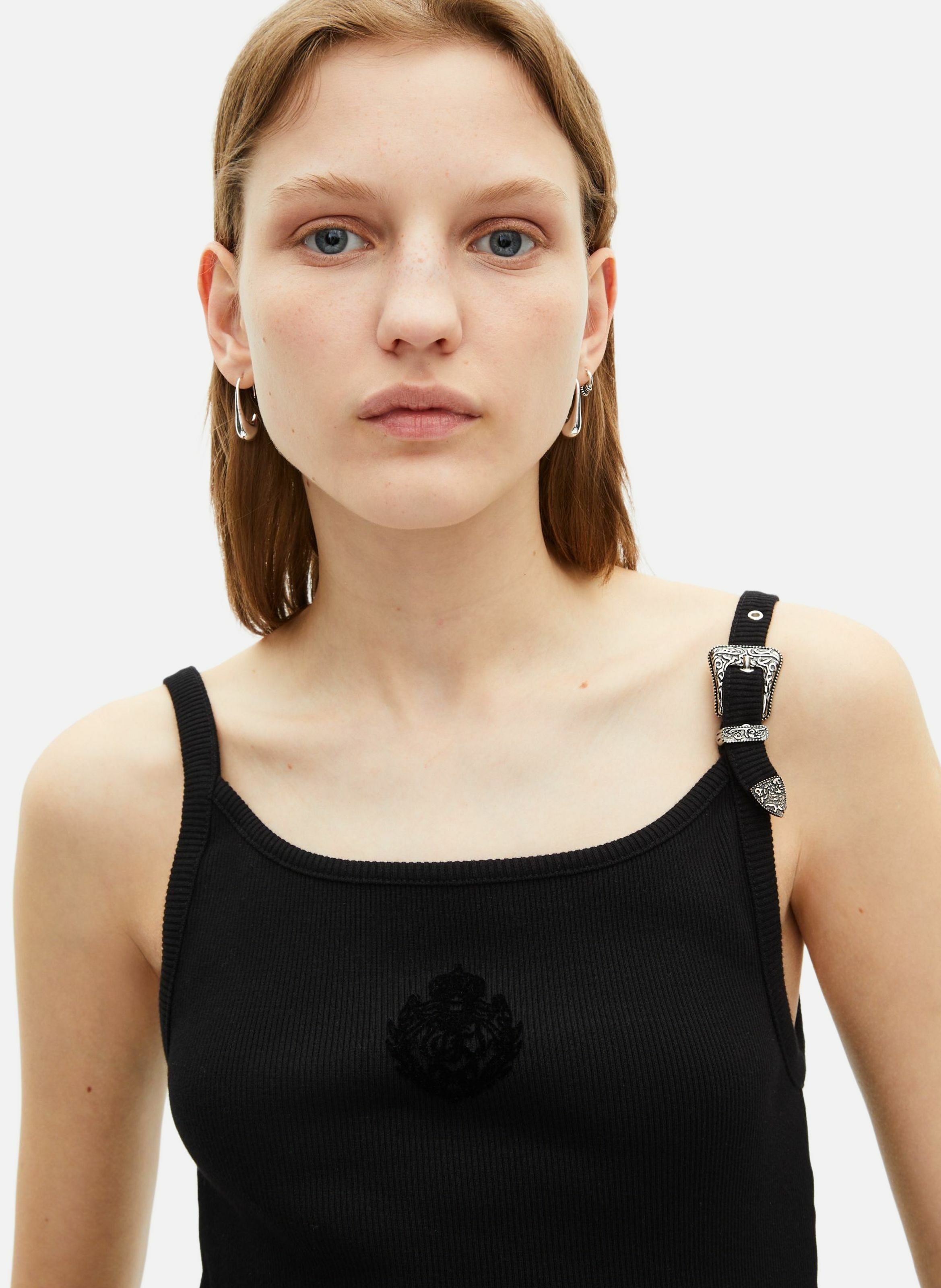Ribbed Fitted Tank Top THE KOOPLES Black