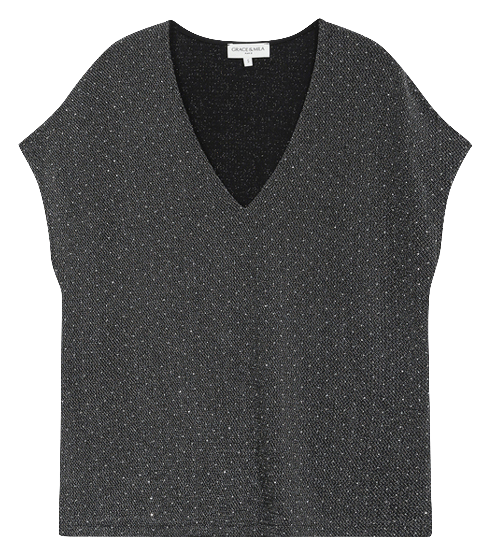 Crepe V-neck top GRACE ET MILA Grey