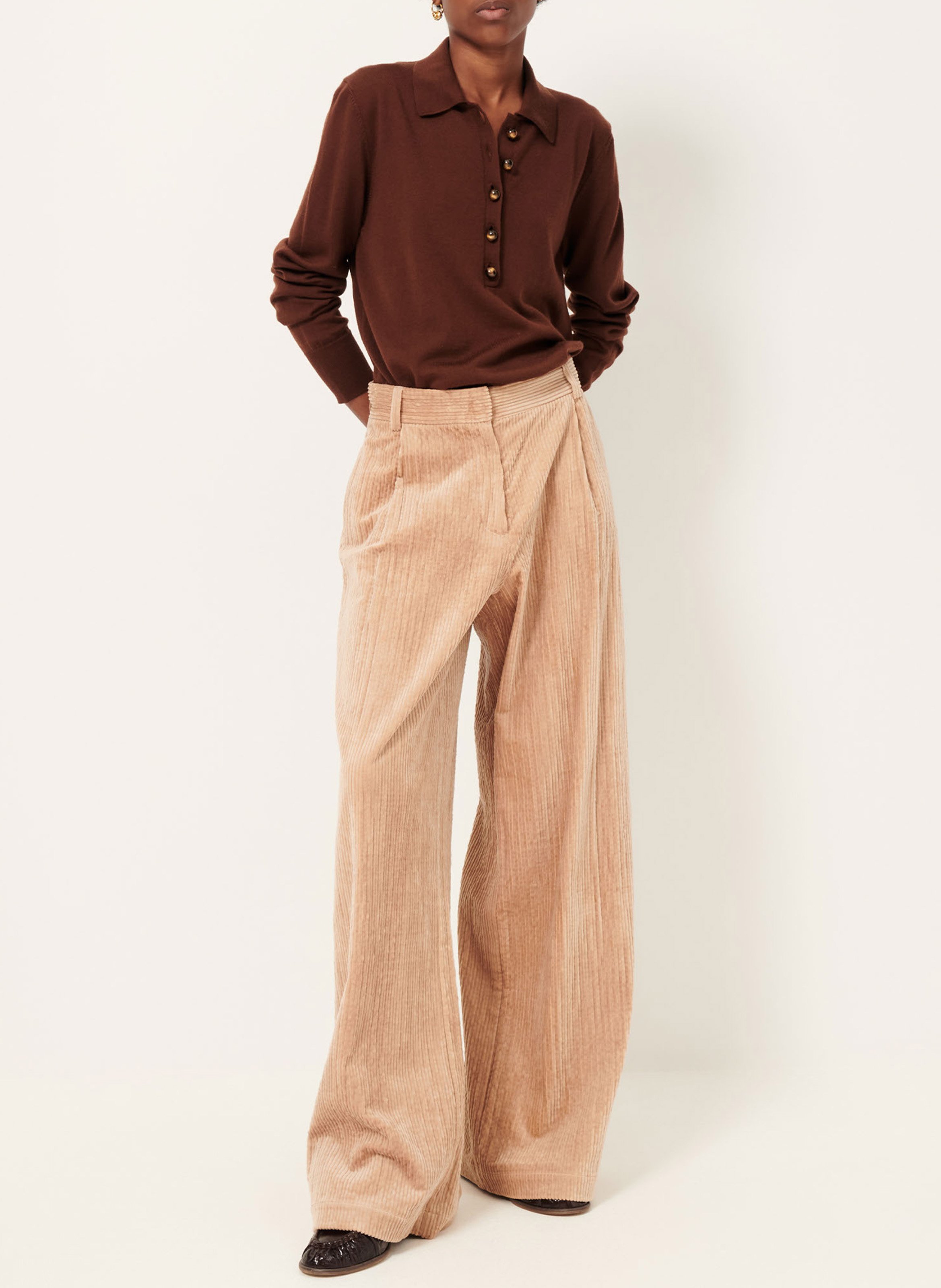 Pantalon large en velours côtelé SESSUN Rose