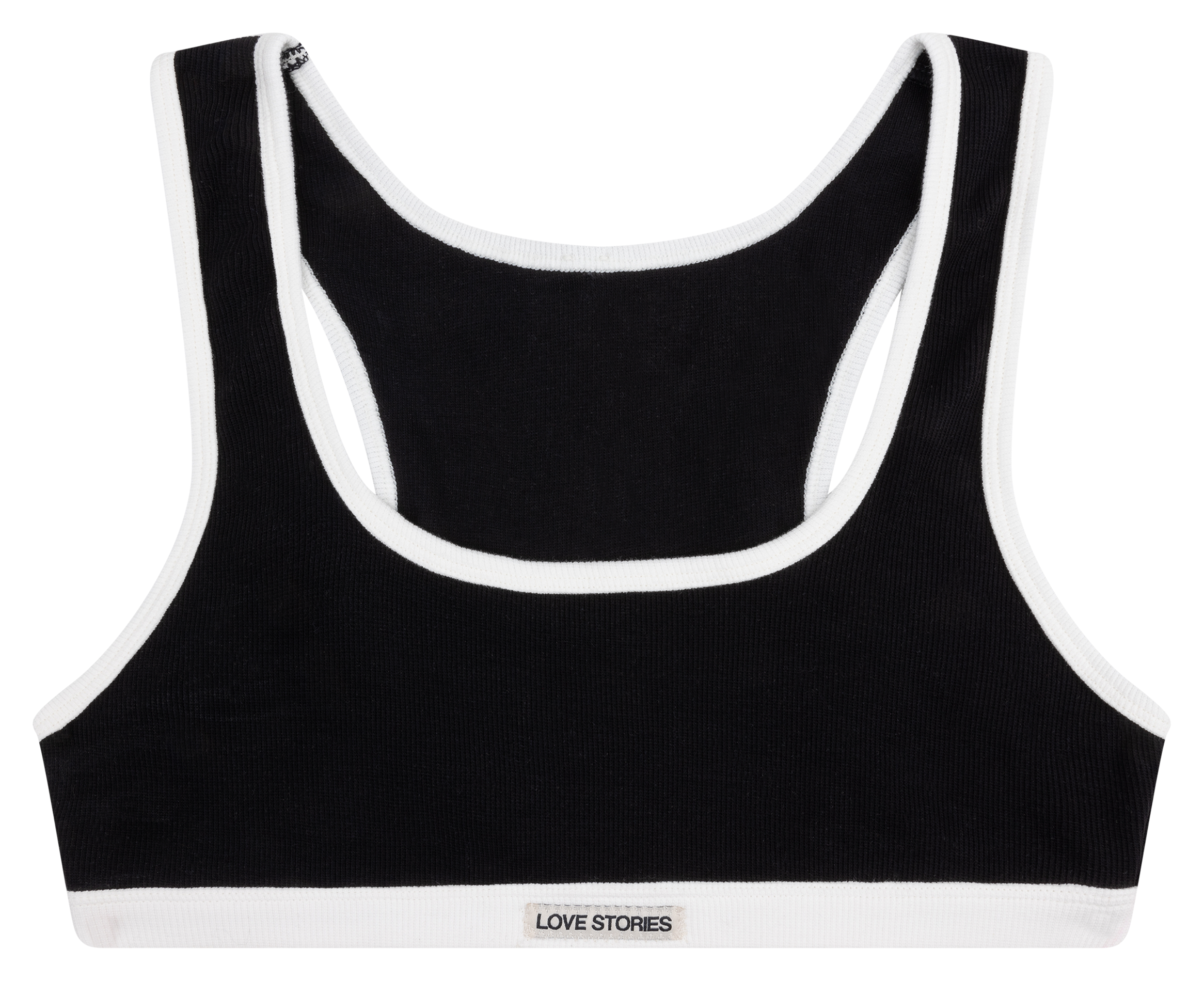 Brassière côtelée à bords contrastés LOVE STORIES Noir