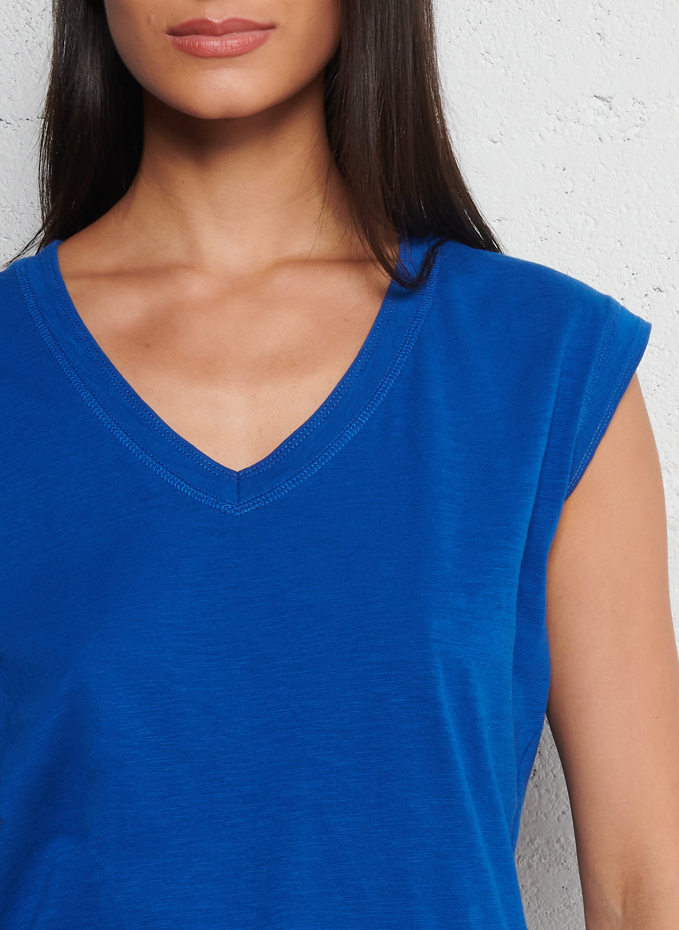 Katoenen T-shirt met V-hals MAISON 123 Blauw