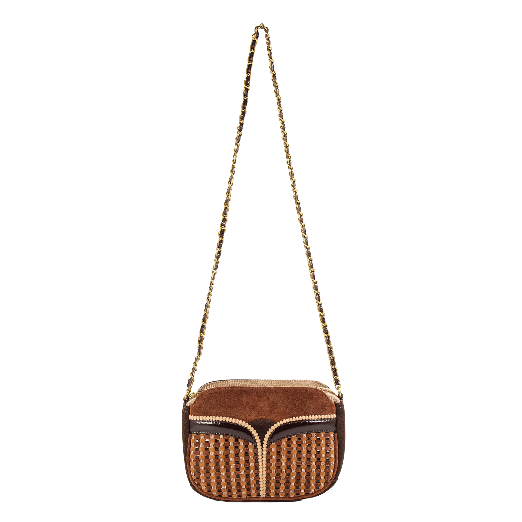 Dual-material messenger bag SESSUN Brown