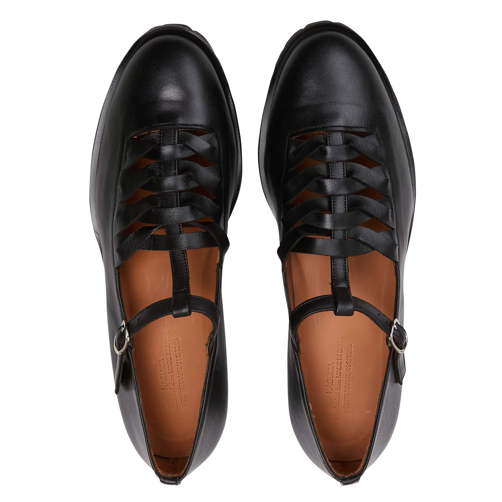 Cross-strap leather moccasins NAGUISA Black