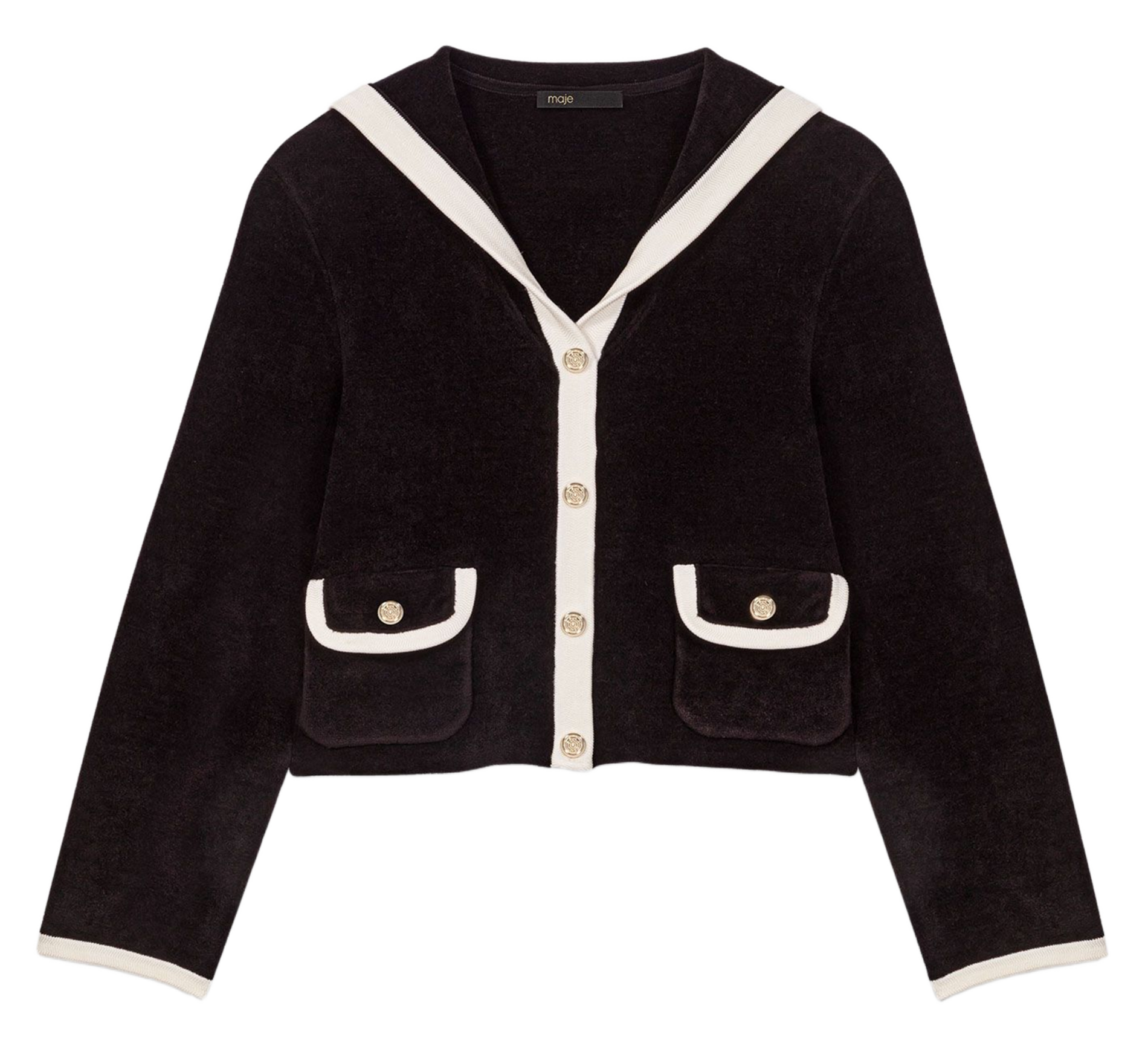 Gilet col v  MAJE Noir