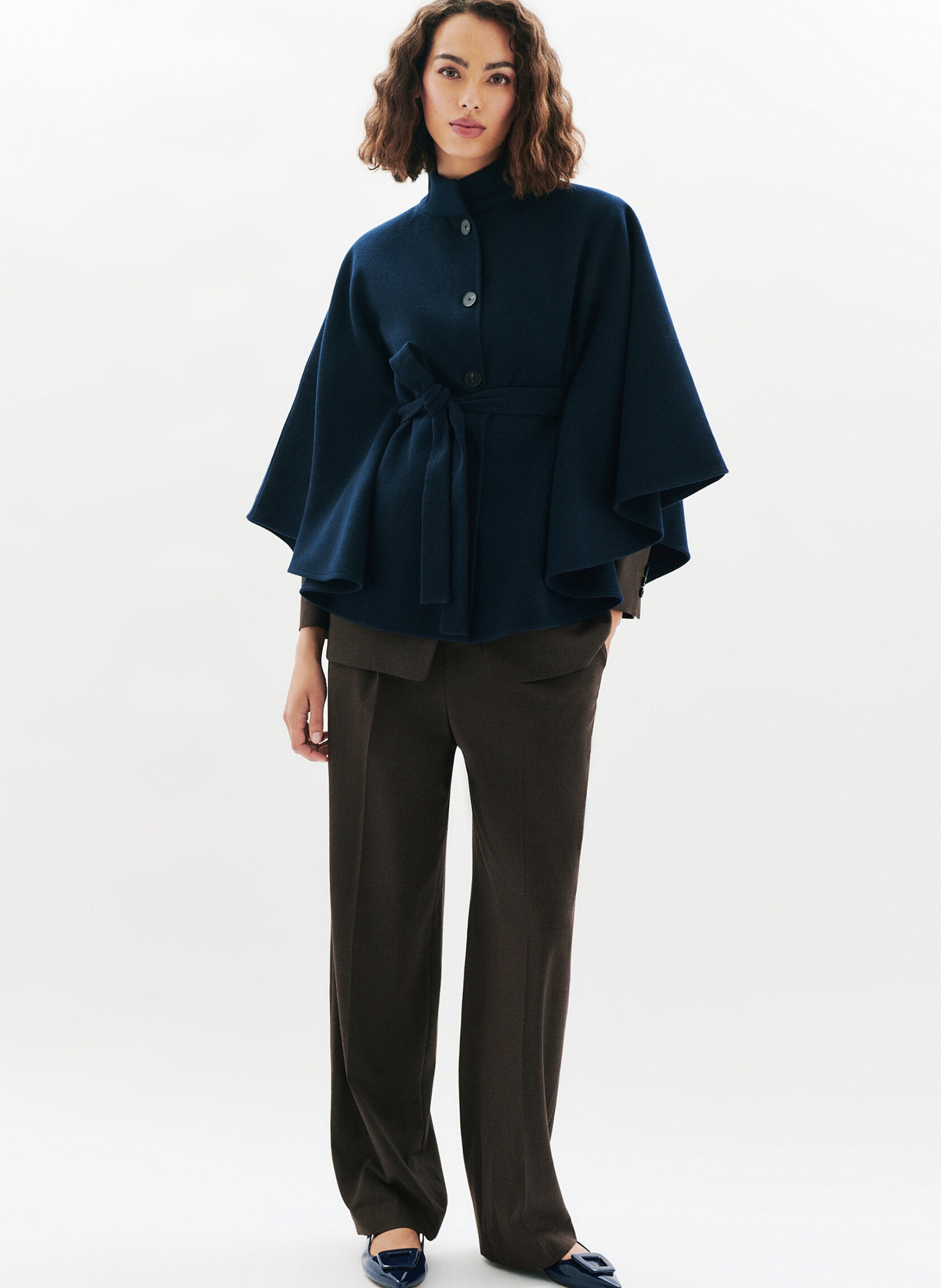 Poncho ample col montant CAROLL Bleu