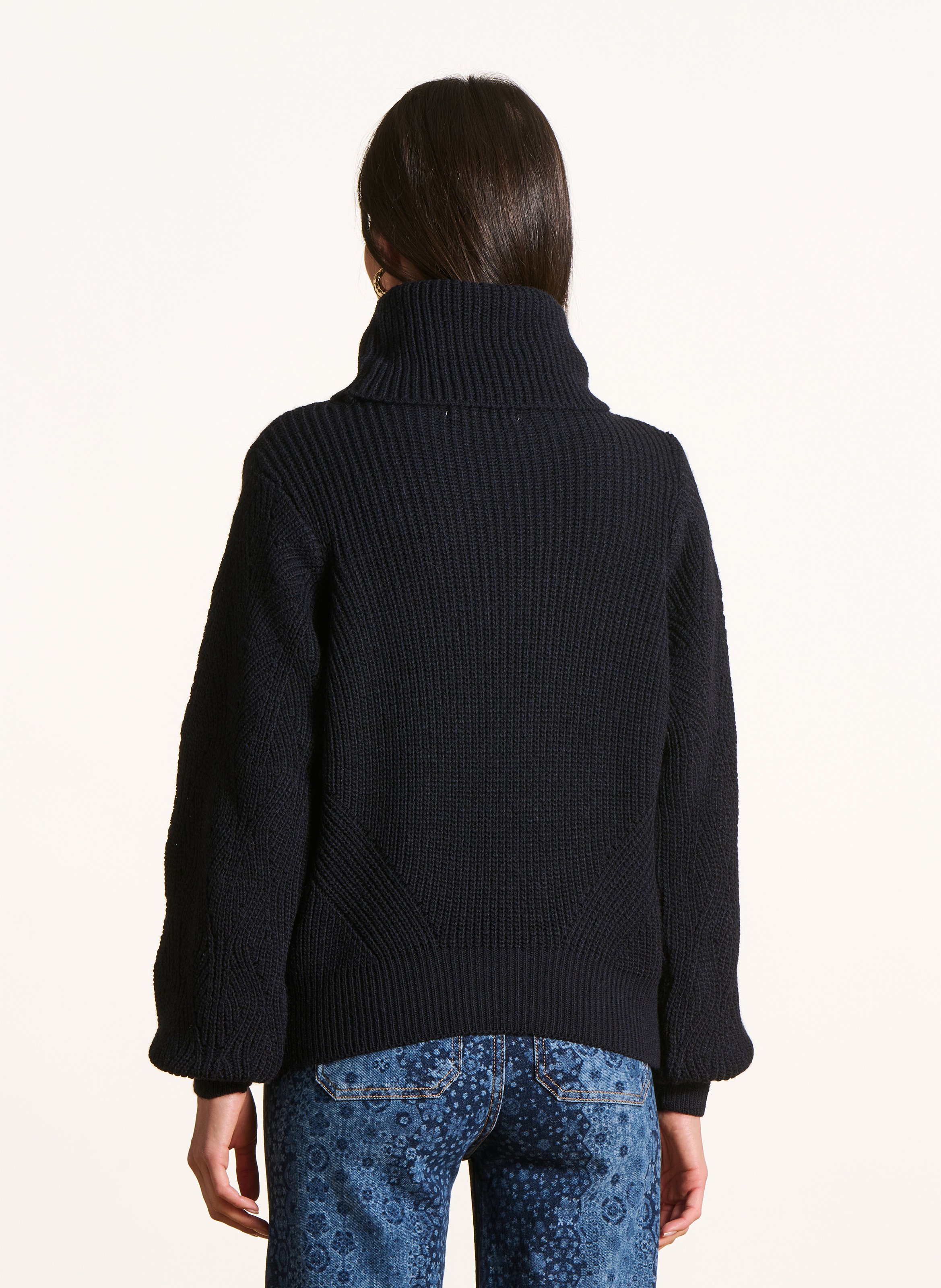 Gerade geschnittener Rollkragenpullover aus Strick-Mix LA FEE MARABOUTEE Blau