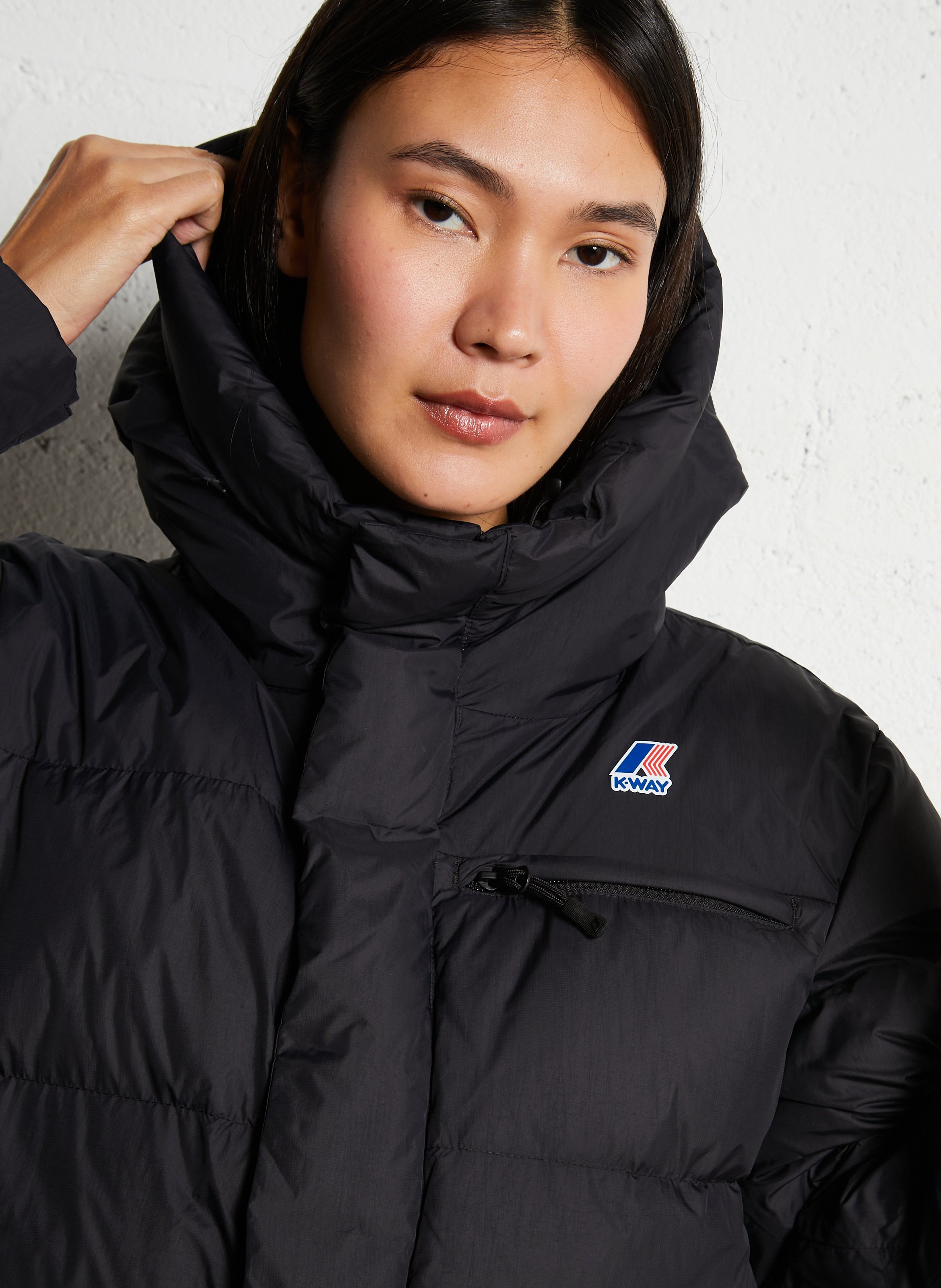 Gesteppte Oversize-Daunenjacke K-WAY Schwarz