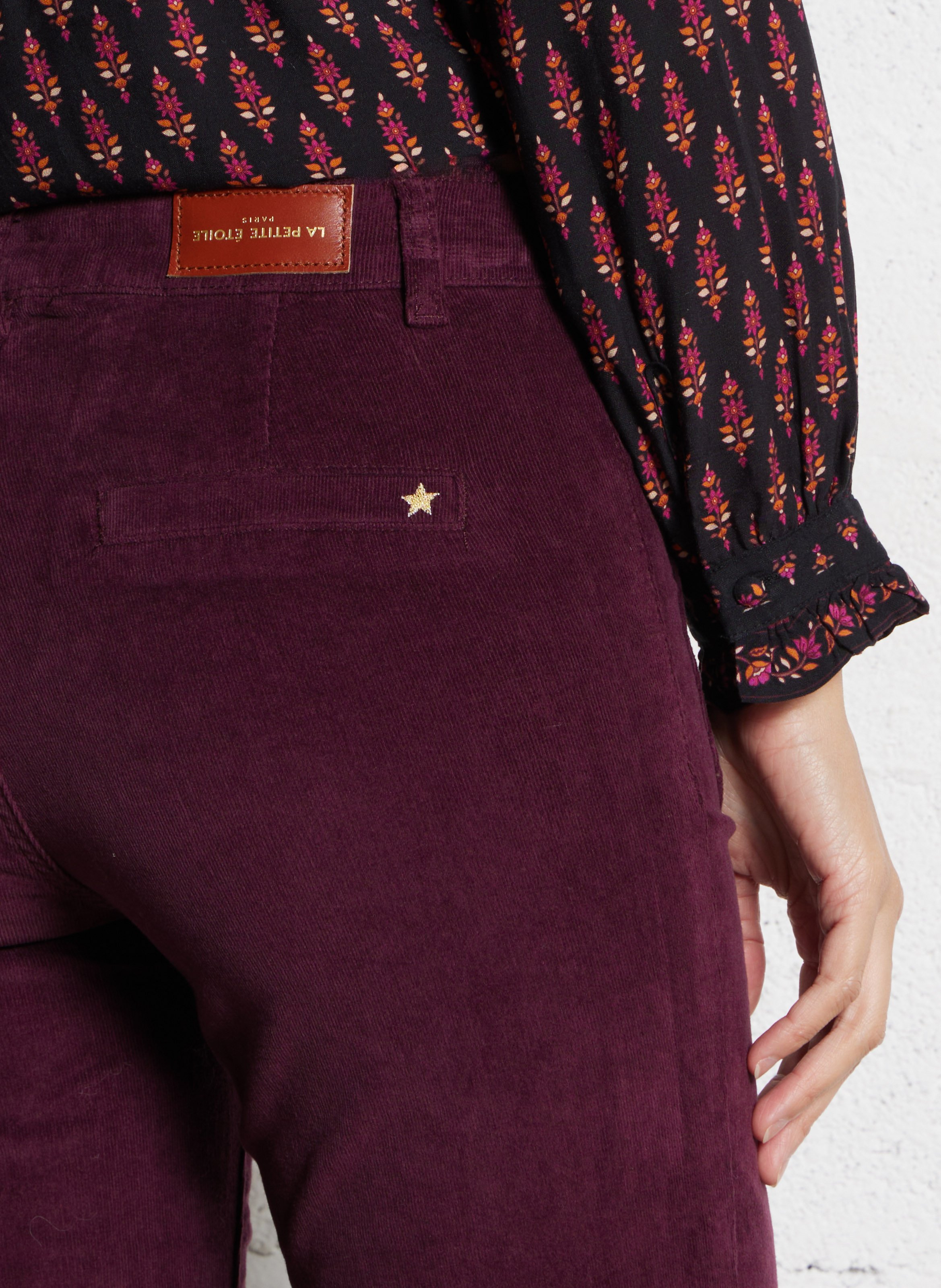 Solid velvet straight-leg pants LA PETITE ETOILE Red