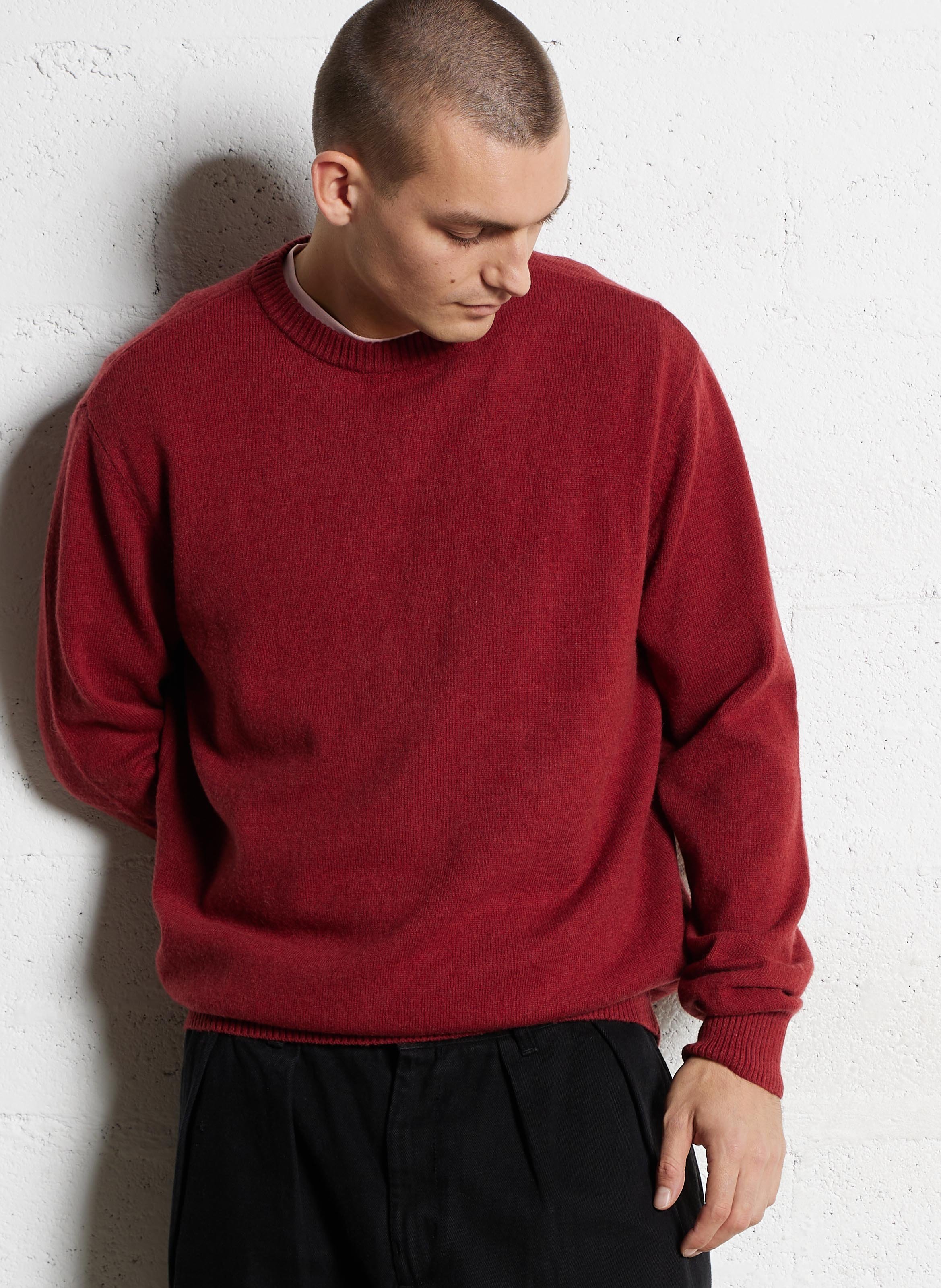 Straight-fit trui van wolmix met ronde hals MINIMUM