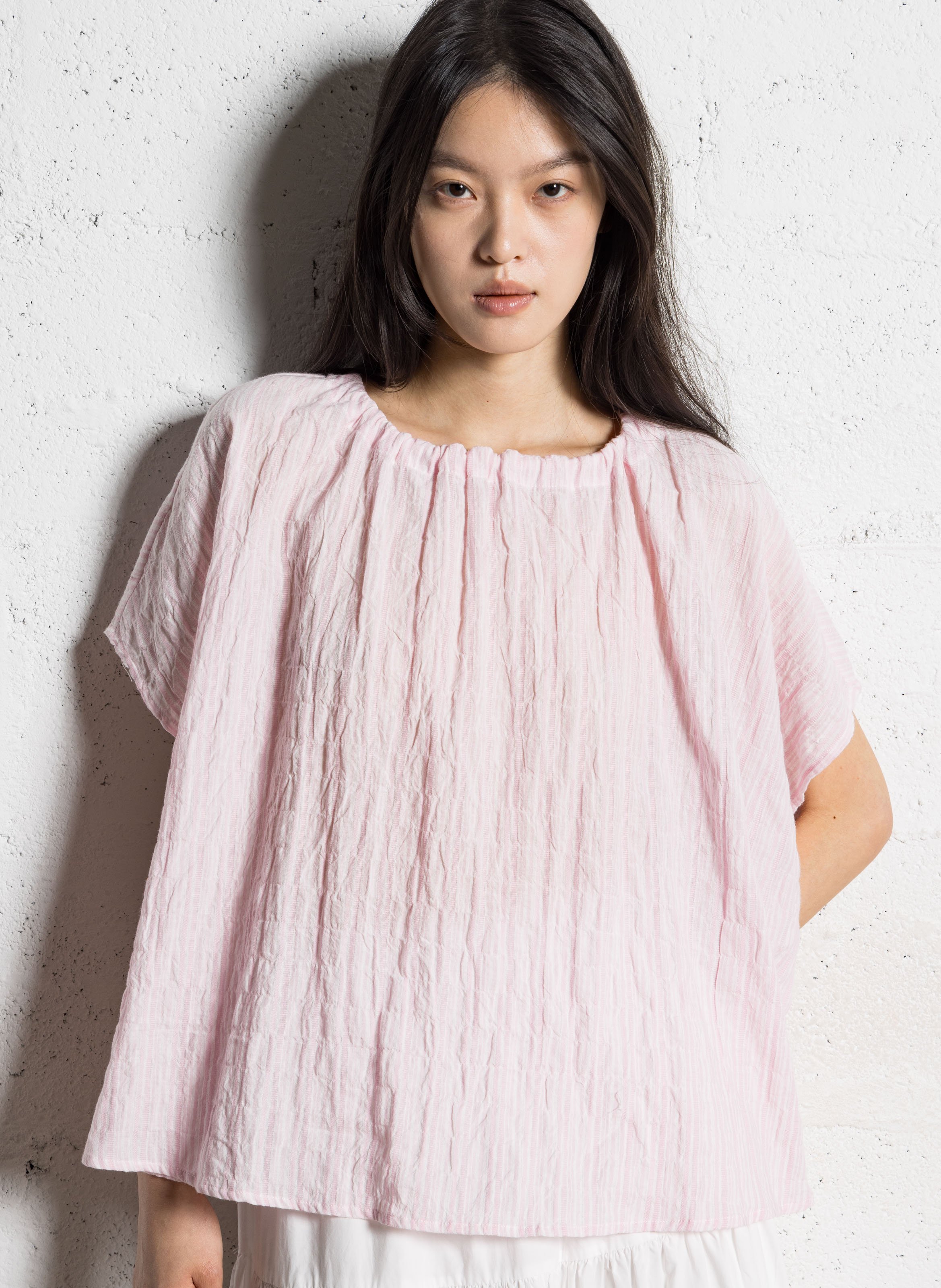 Weites Top mit Rundhalsausschnitt aus Wollmix JC SOPHIE Rosa