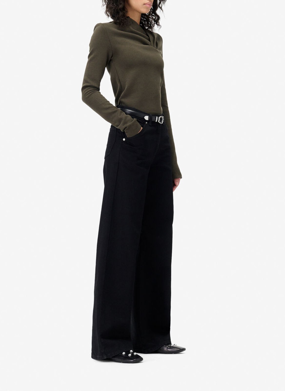 Top ajusté col asymétrique IRO Kaki