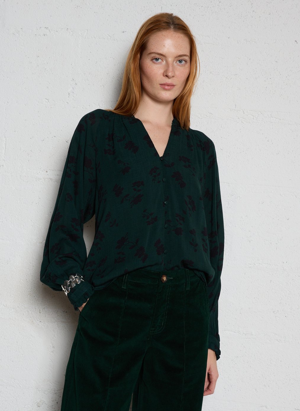 Chemise ample col V imprimée LA PETITE ETOILE Vert