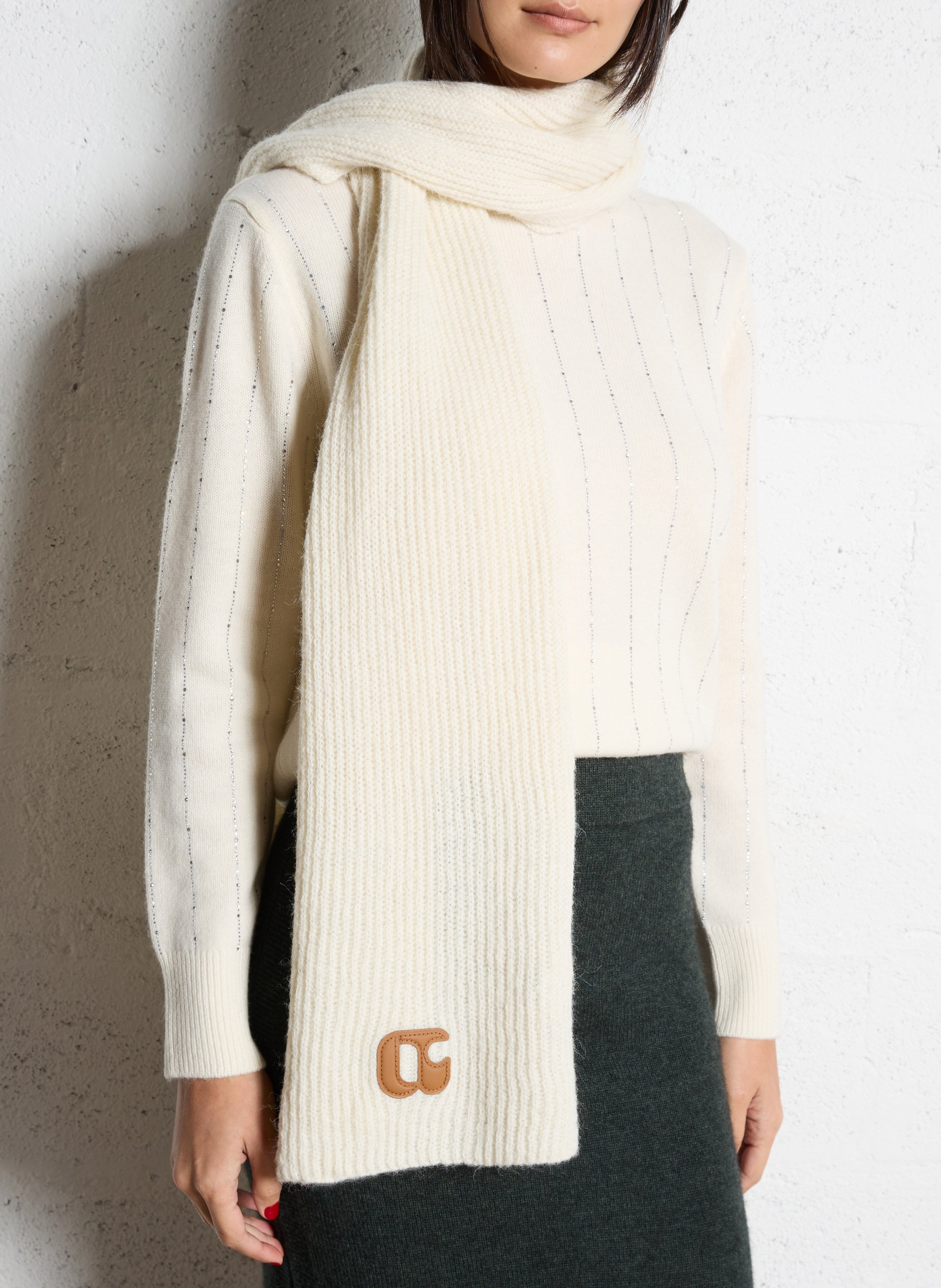 Echarpe unie à monogramme LE TEMPS DES CERISES Blanc