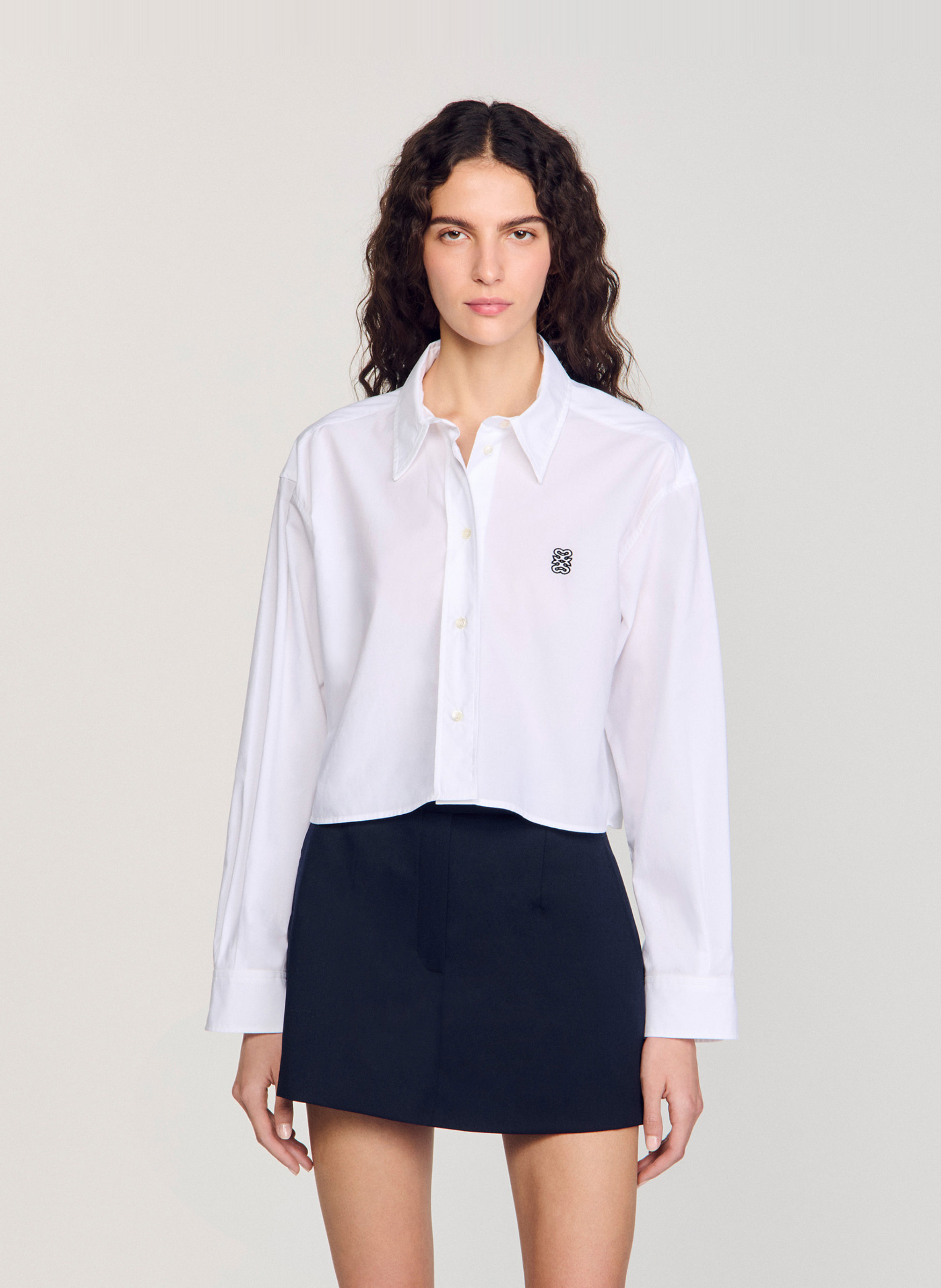 Short cotton poplin dress SANDRO White