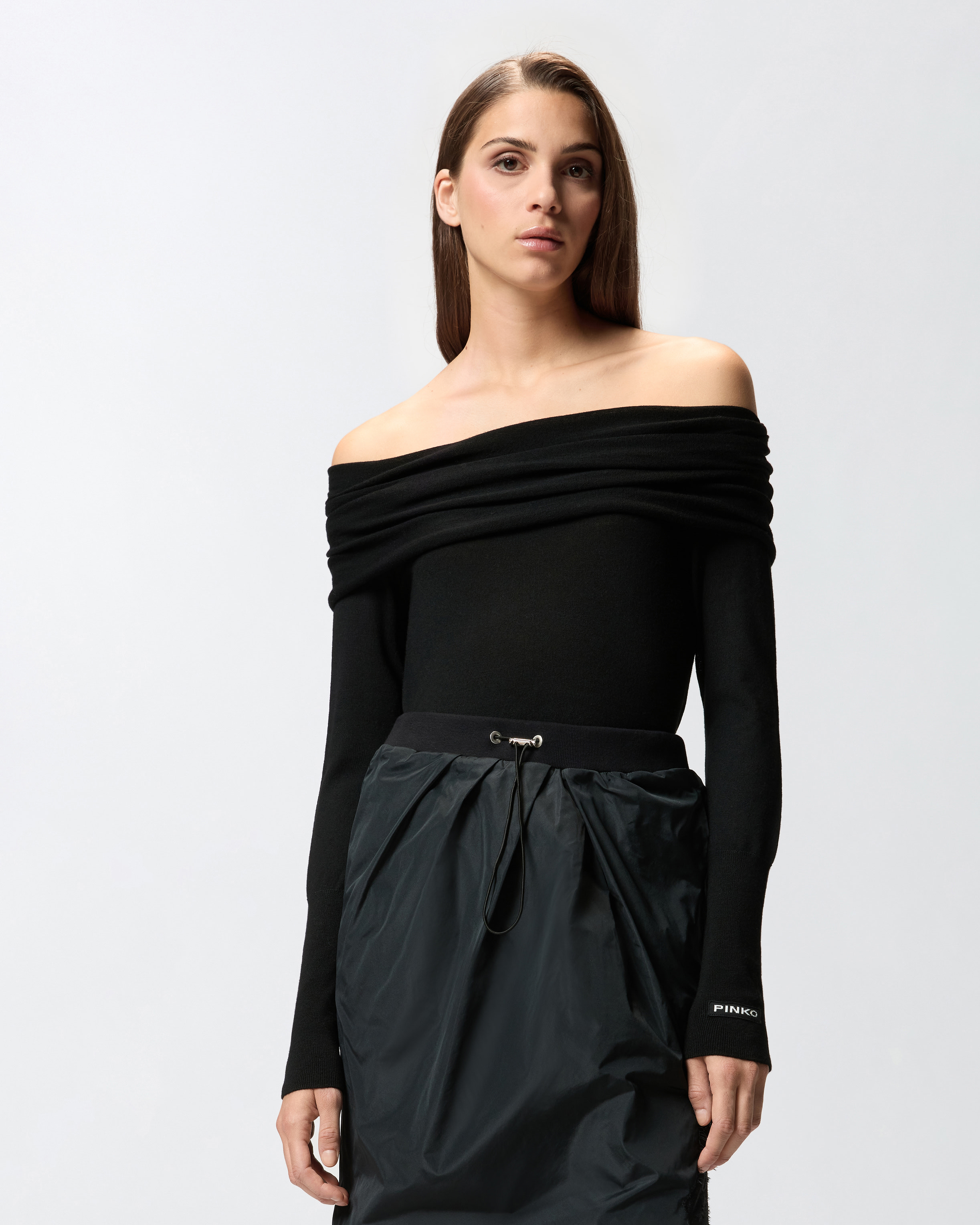 Shawl collar sweater PINKO Black