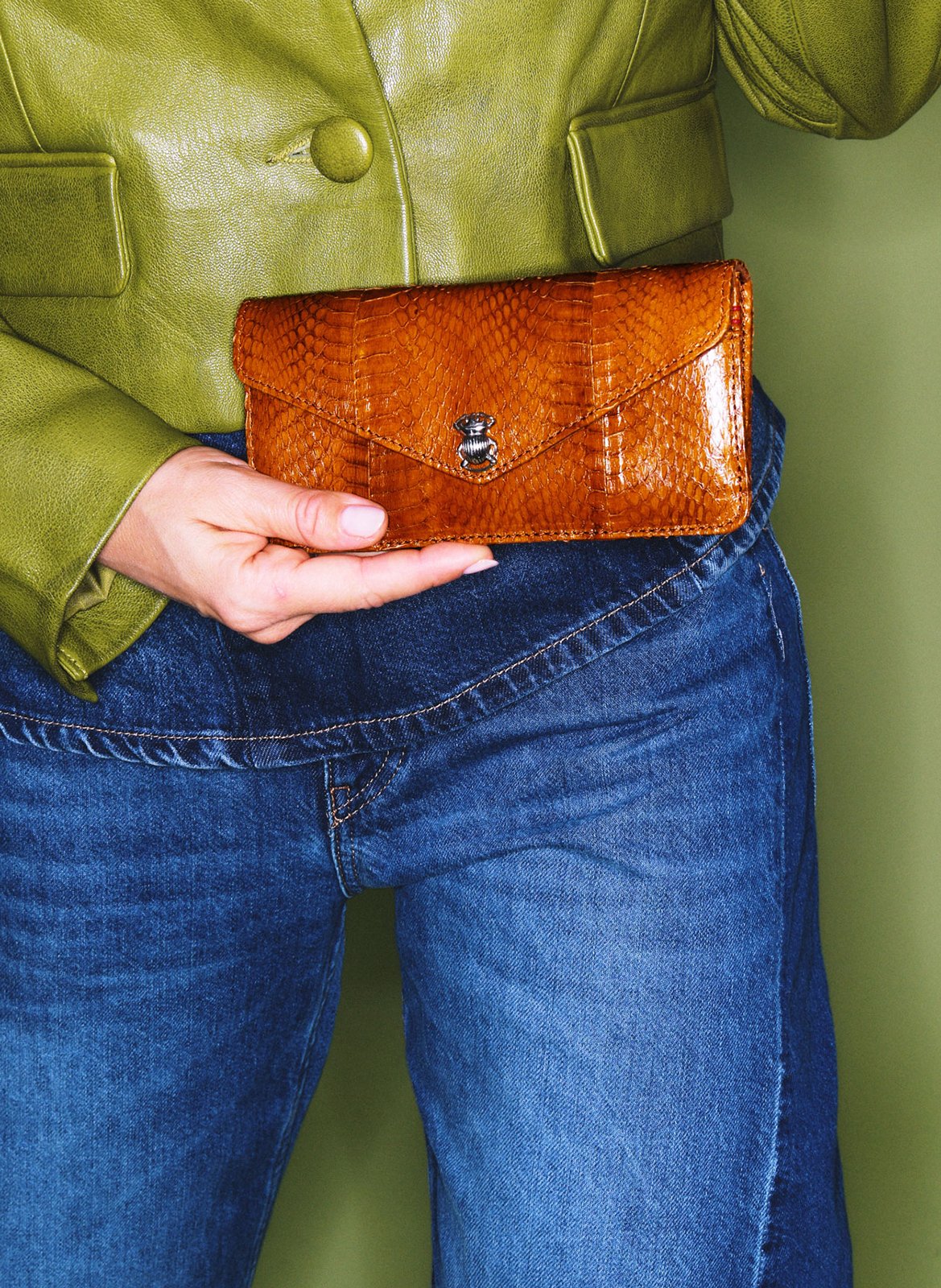 Portefeuille en cobra CLARIS VIROT Marron