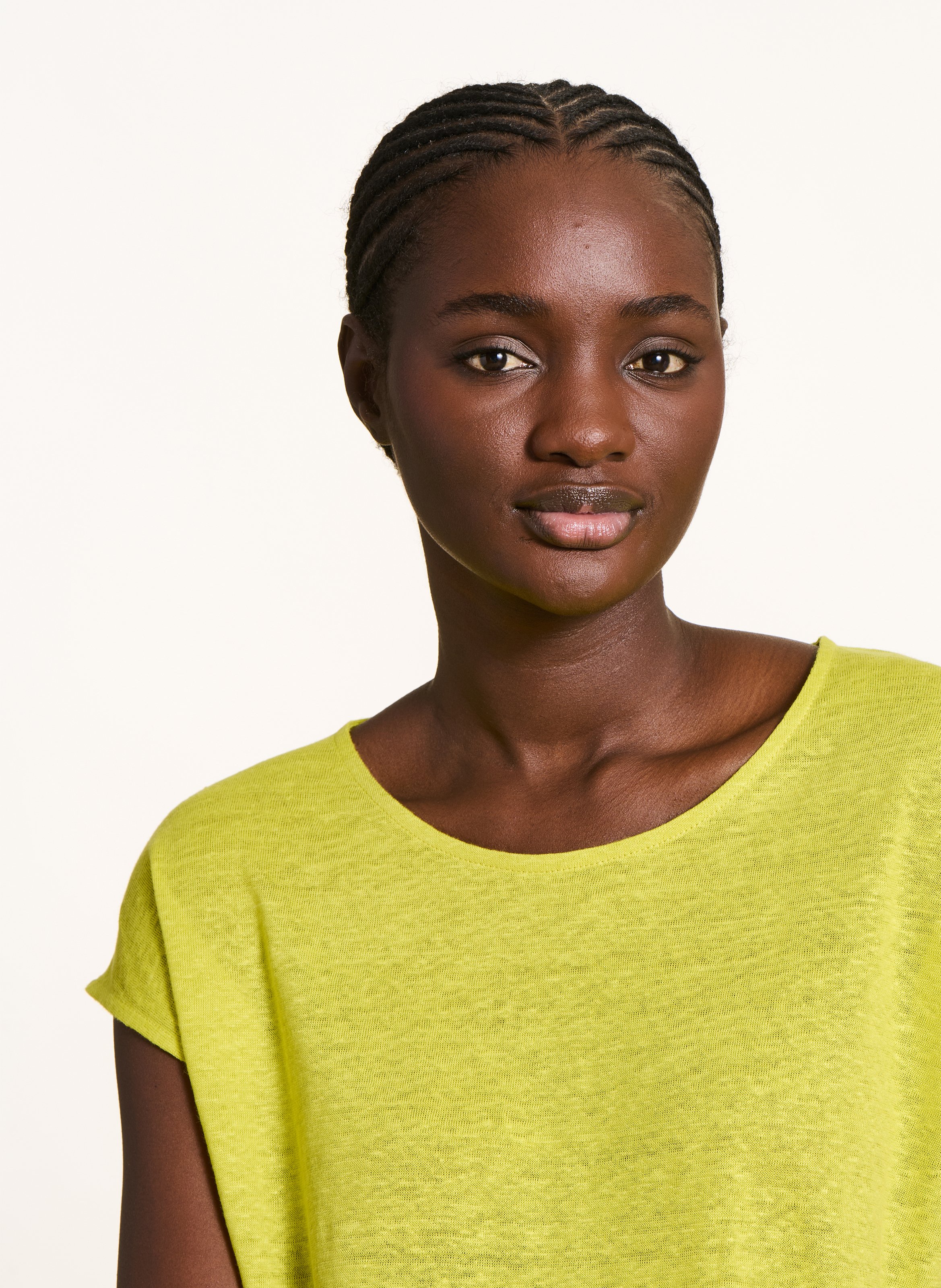 Tee-shirt droit chiné en lin LA FEE MARABOUTEE Vert