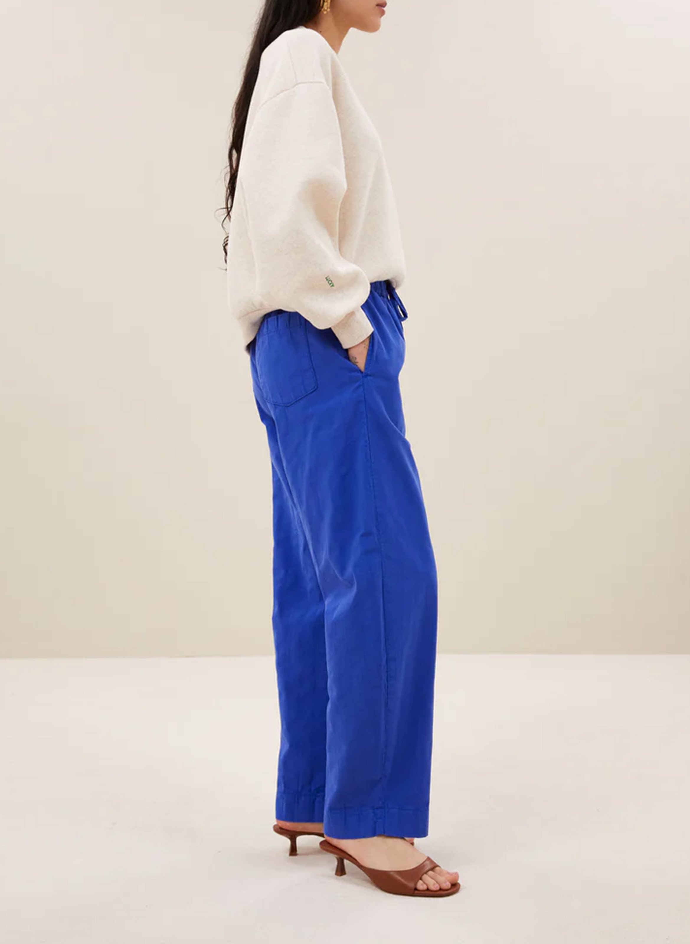 Pull droit col V en coton mélangé BY BAR Rose