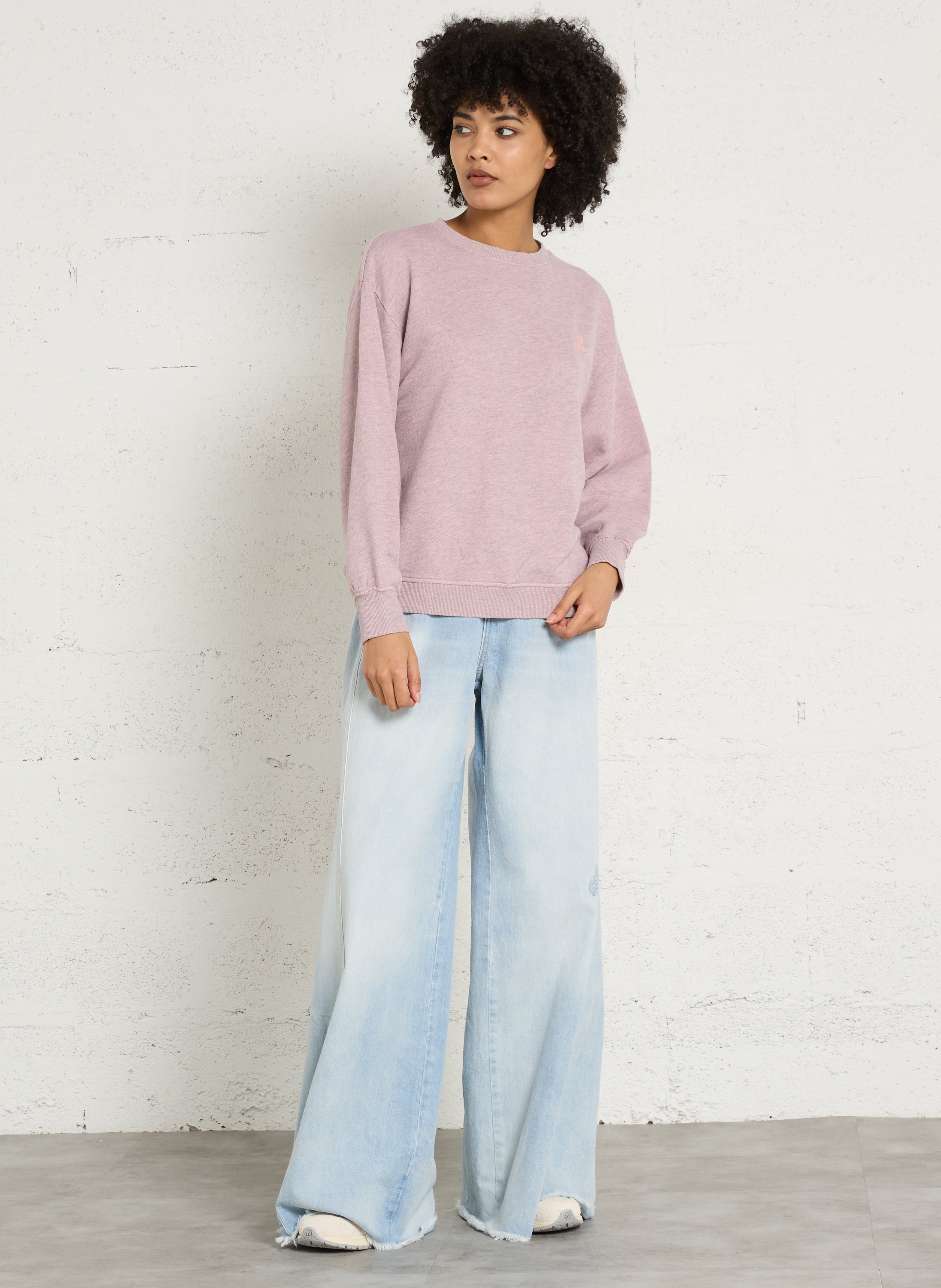 Großzügiger melierter Sweater mit Monogramm-Stickerei MAISON 123 Rosa