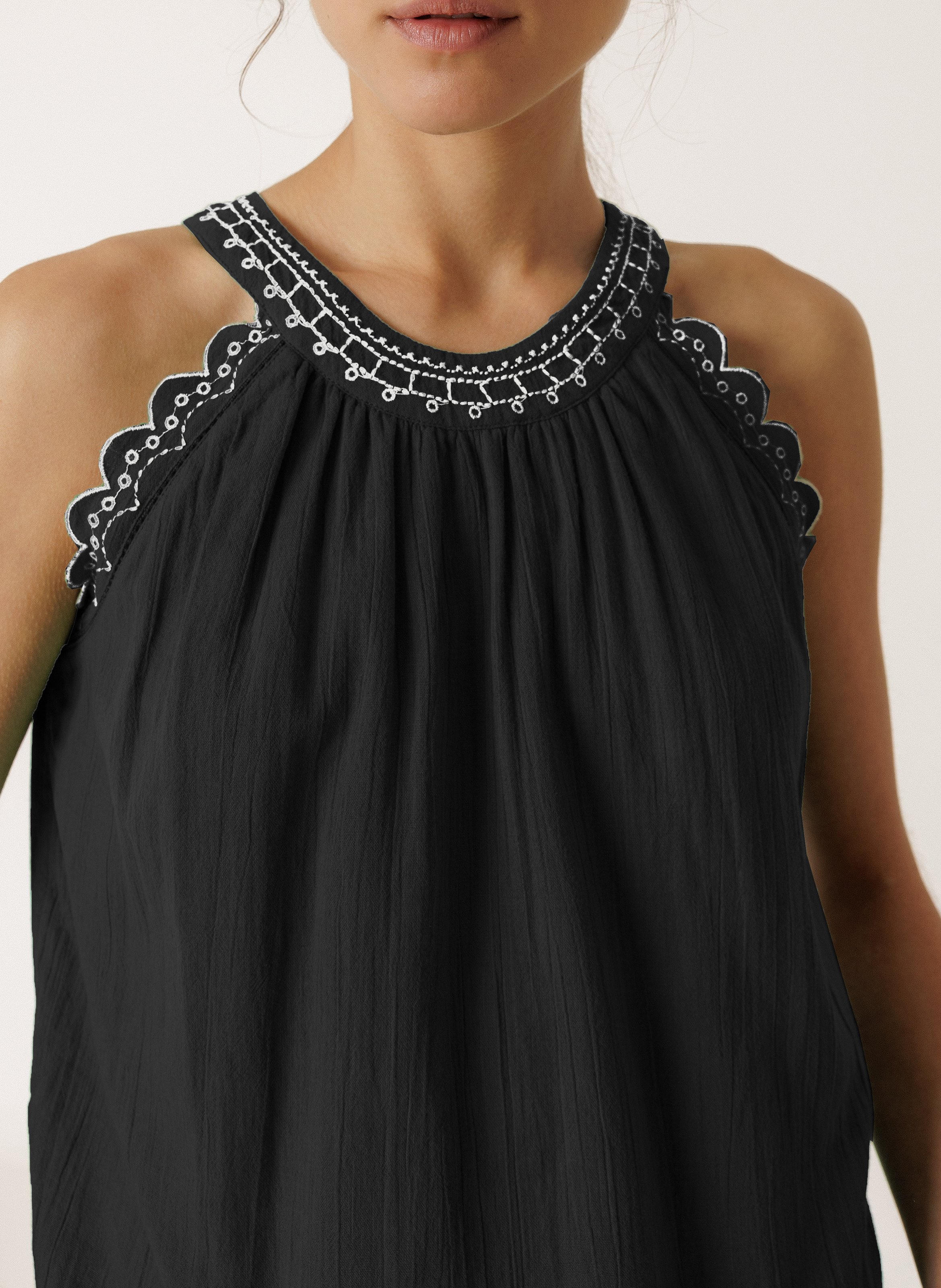 Top met halternek van biologisch katoen INDI & COLD Zwart