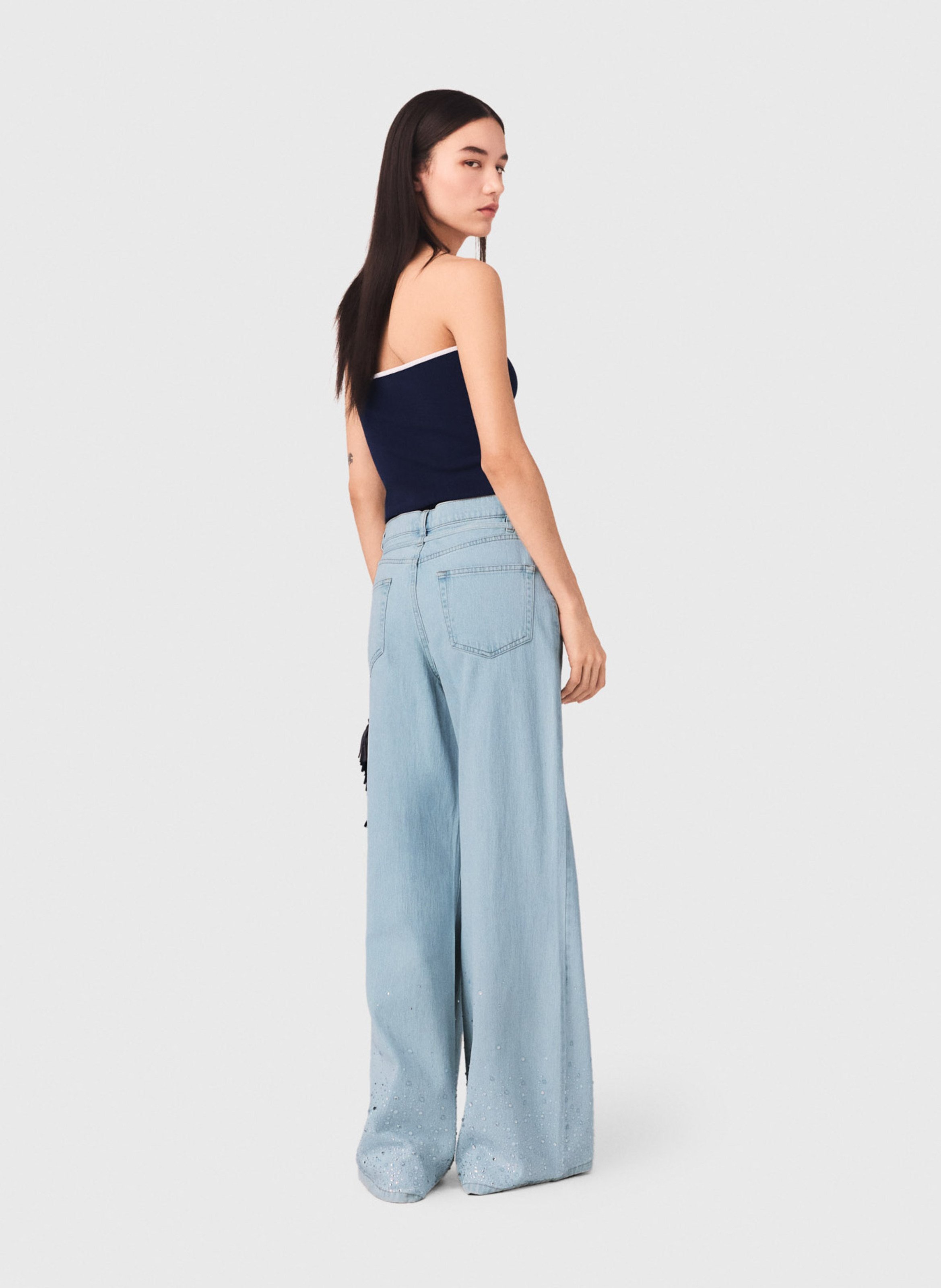 Wijde jeans - katoenblend MAJE Blauw