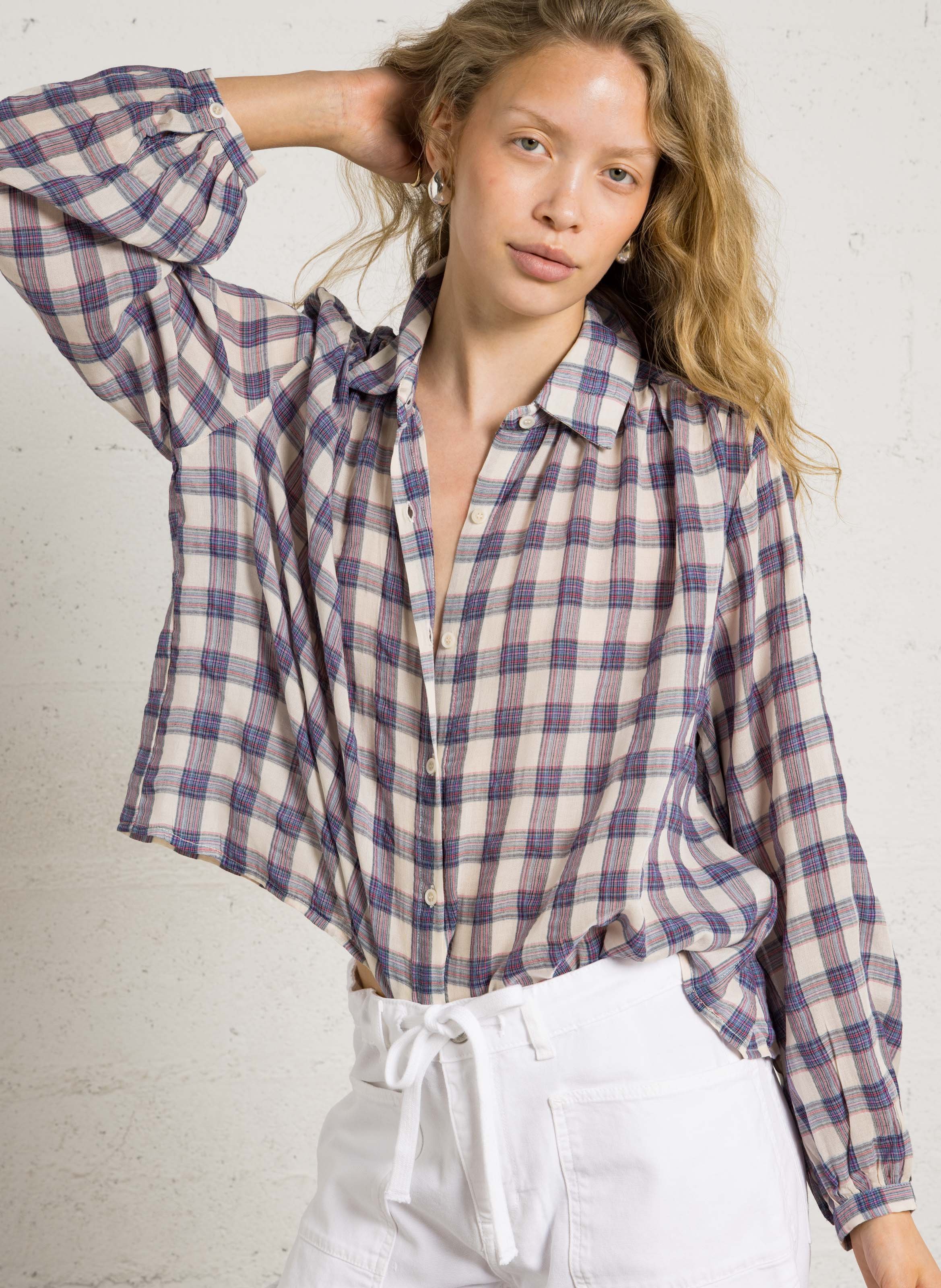 Chemise ample à carreaux en coton SEE U SOON Violet