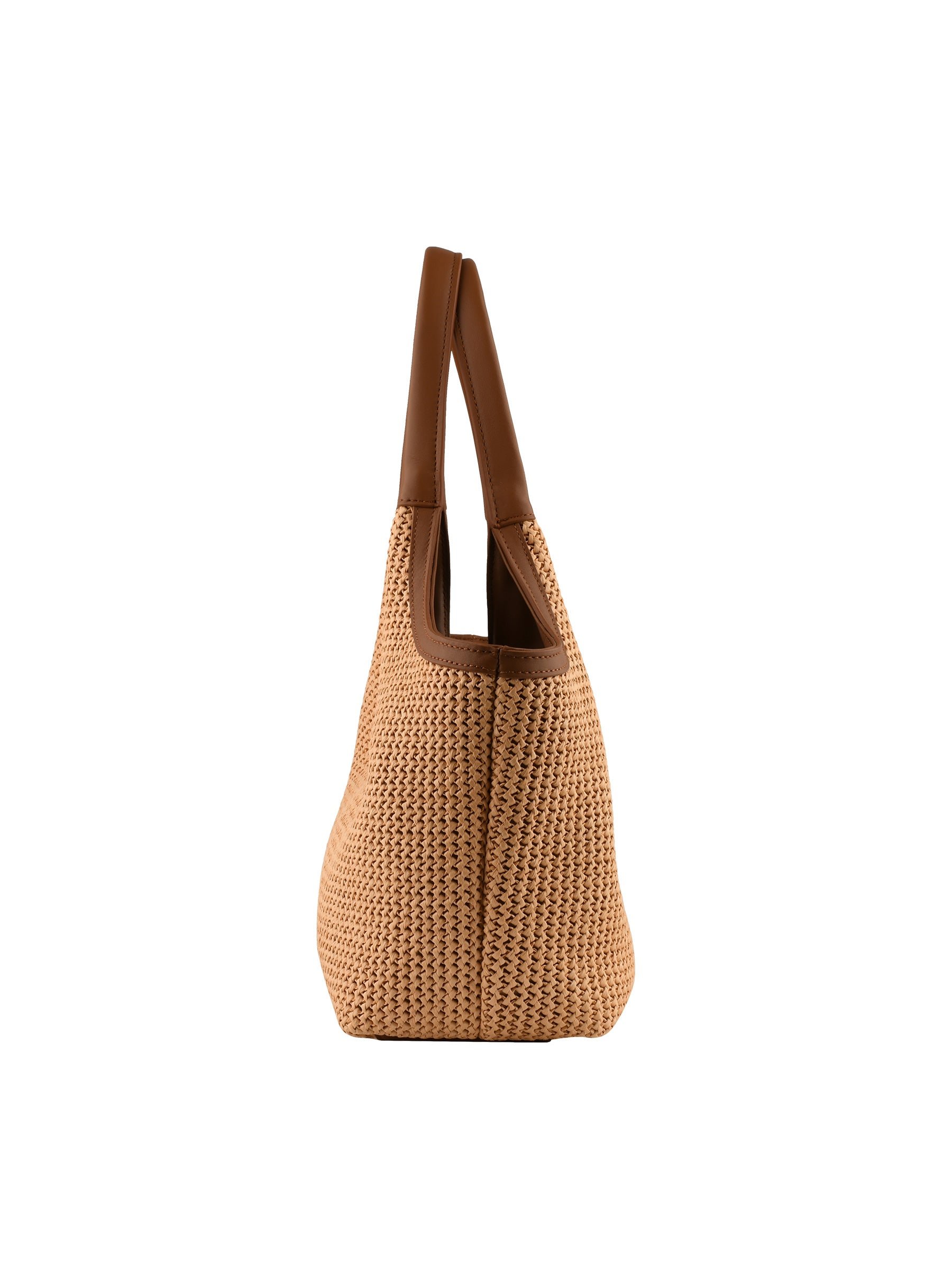 Straw shoulder bag trimmed with leather POURCHET Golden