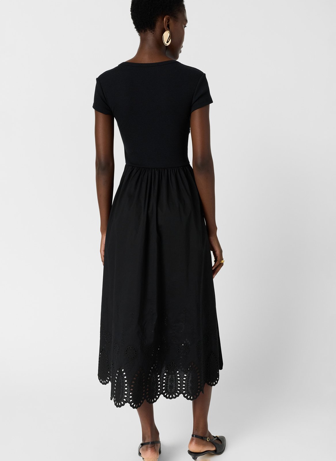 Robe midi bi matière à broderie  GERARD DAREL Noir