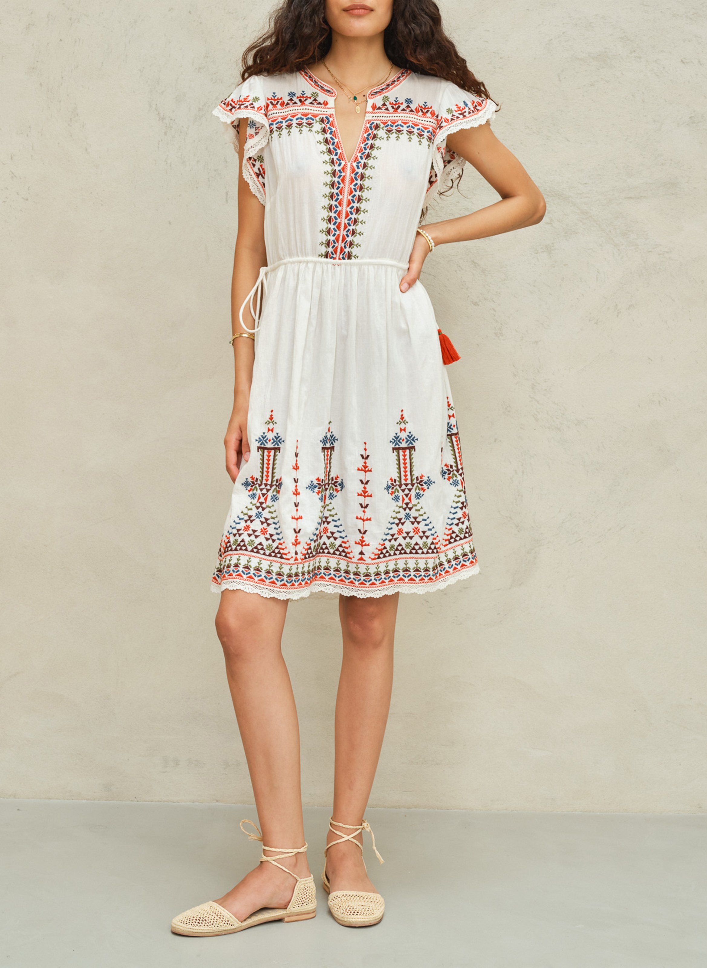 Fitted cotton midi dress M.A.B.E White