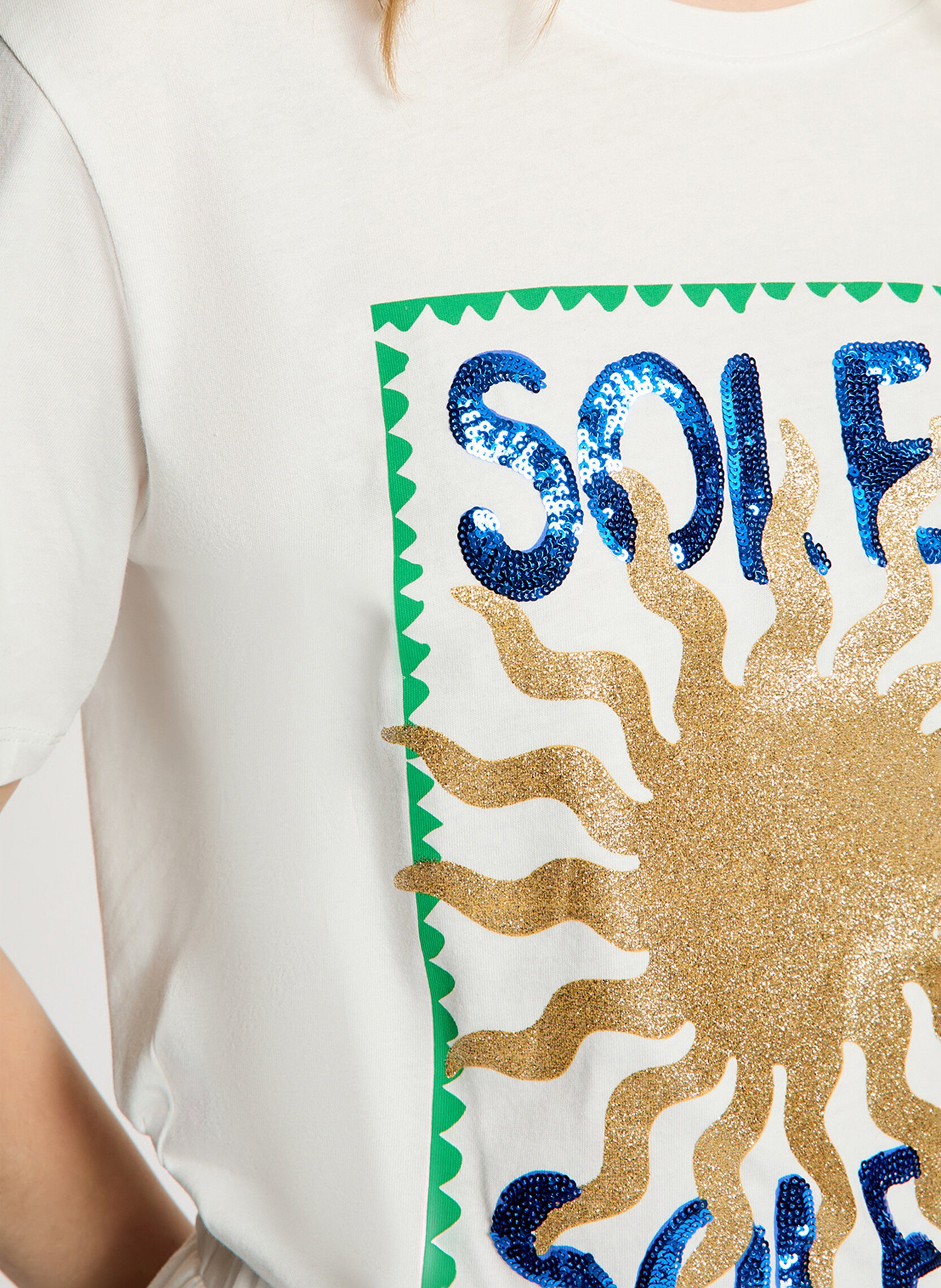 Tee-shirt droit à sequins MORGAN Blanc