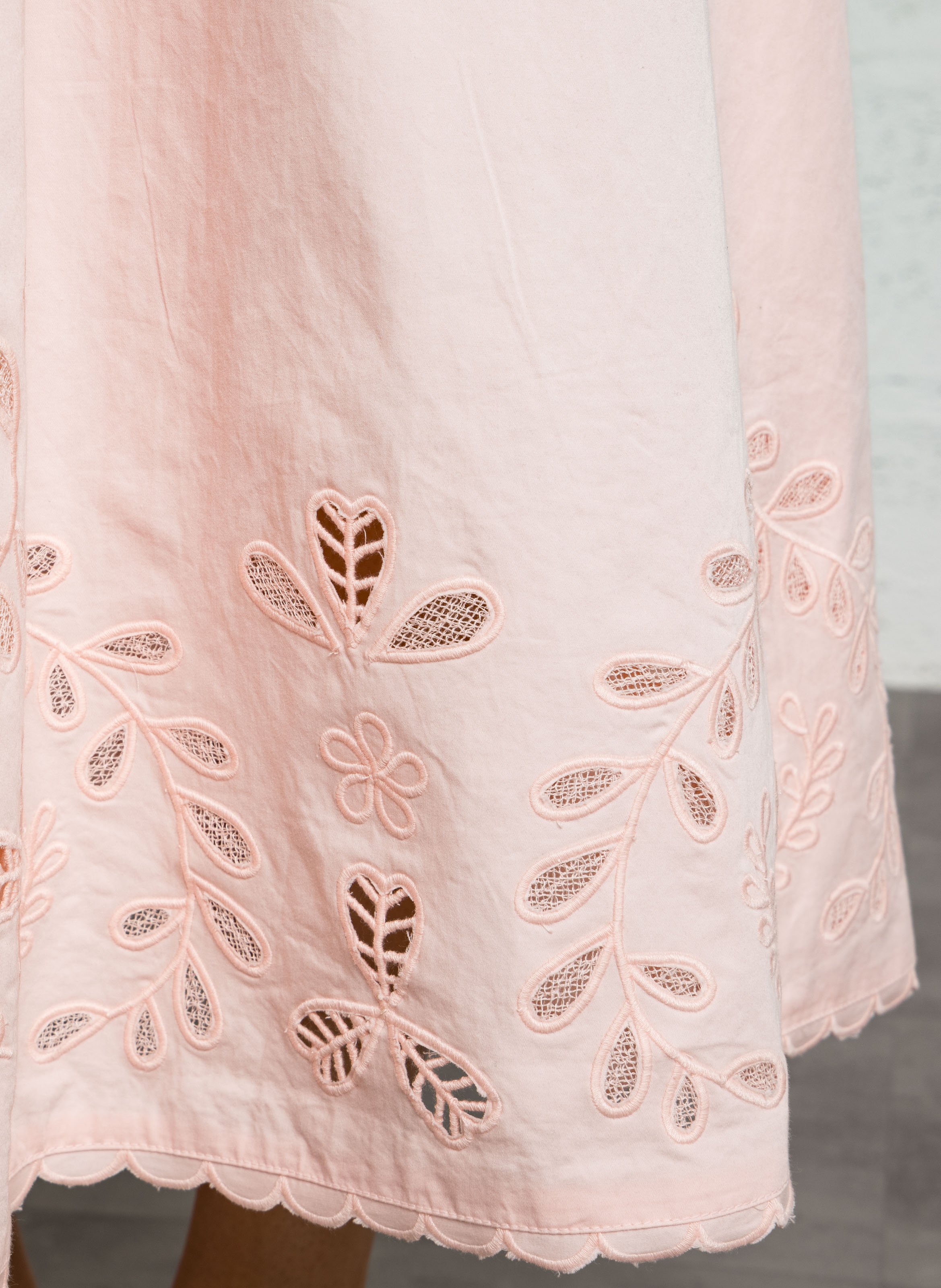 Robe longue col droit en coton BERENICE Rose