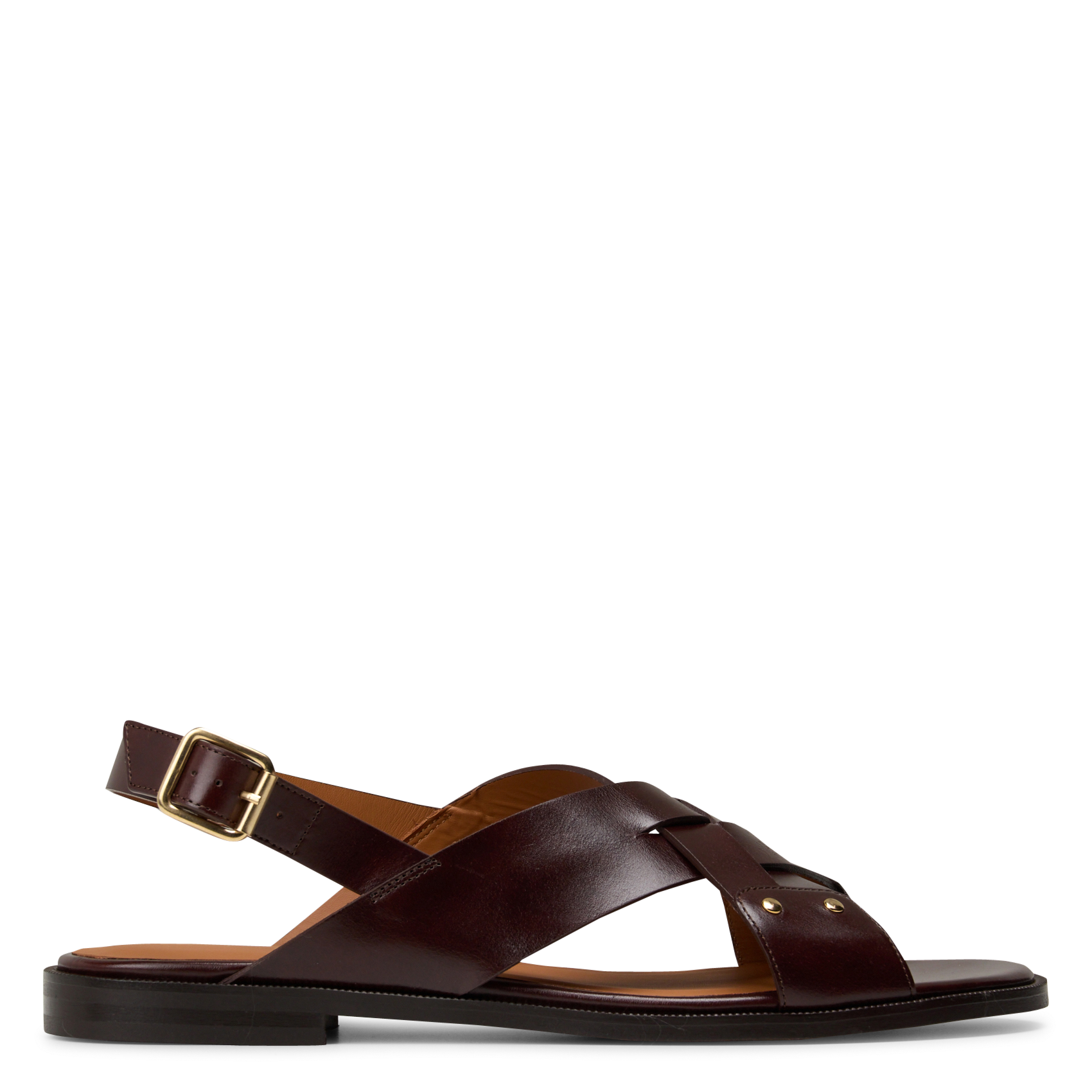 Sandales plates en cuir  RIVECOUR Marron
