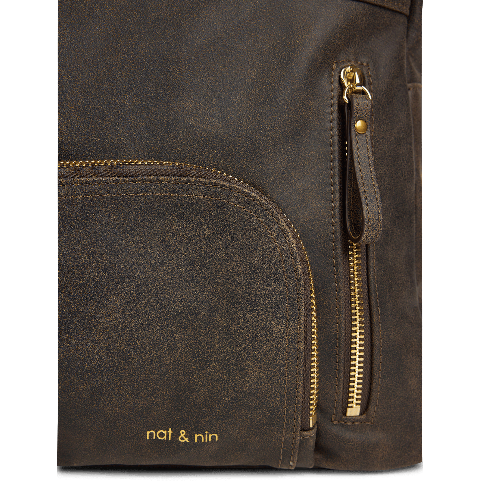Cabas multipoches en cuir NAT & NIN Marron