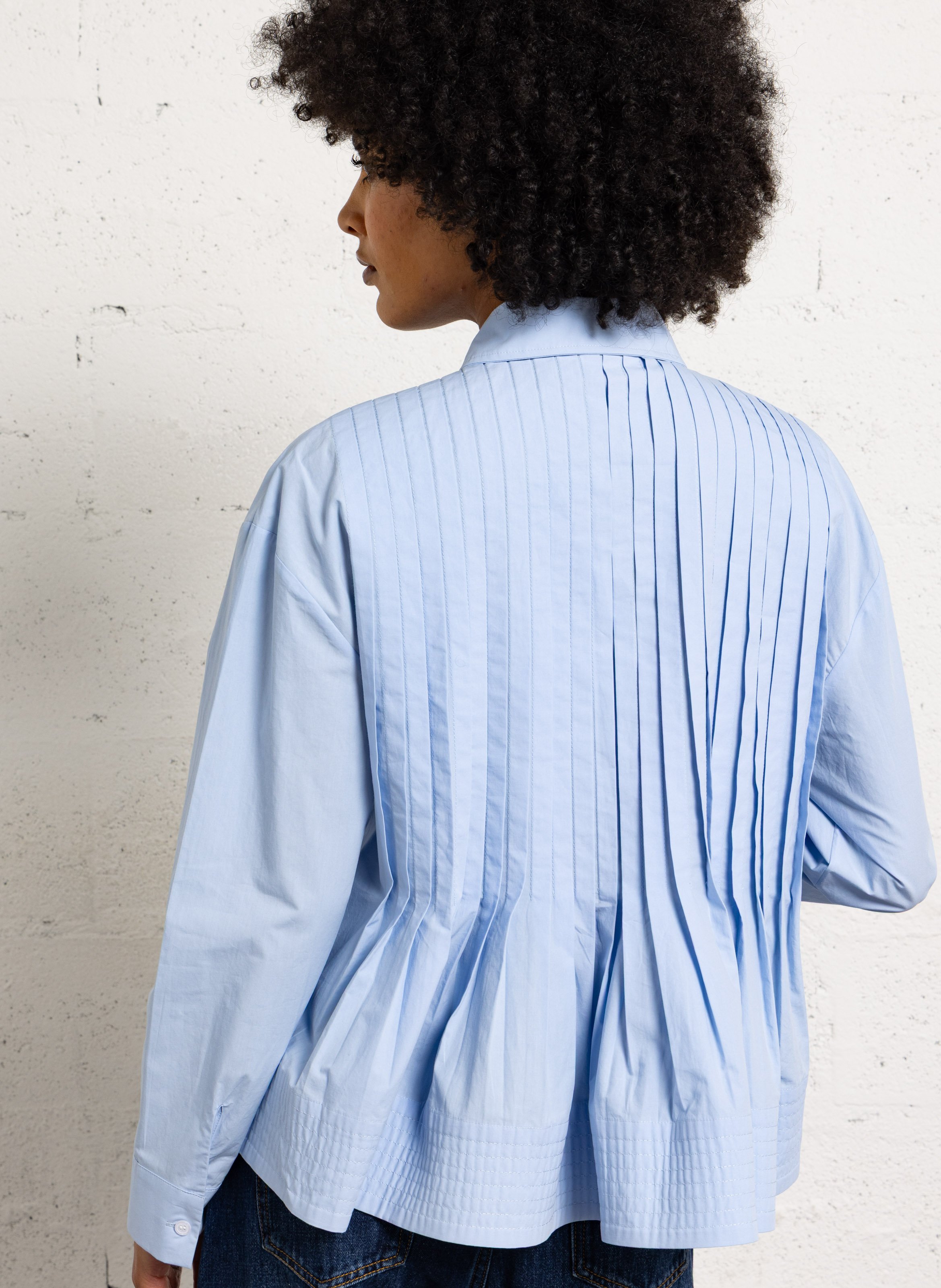 Organic cotton shirt with classic collar SUNCOO Blue