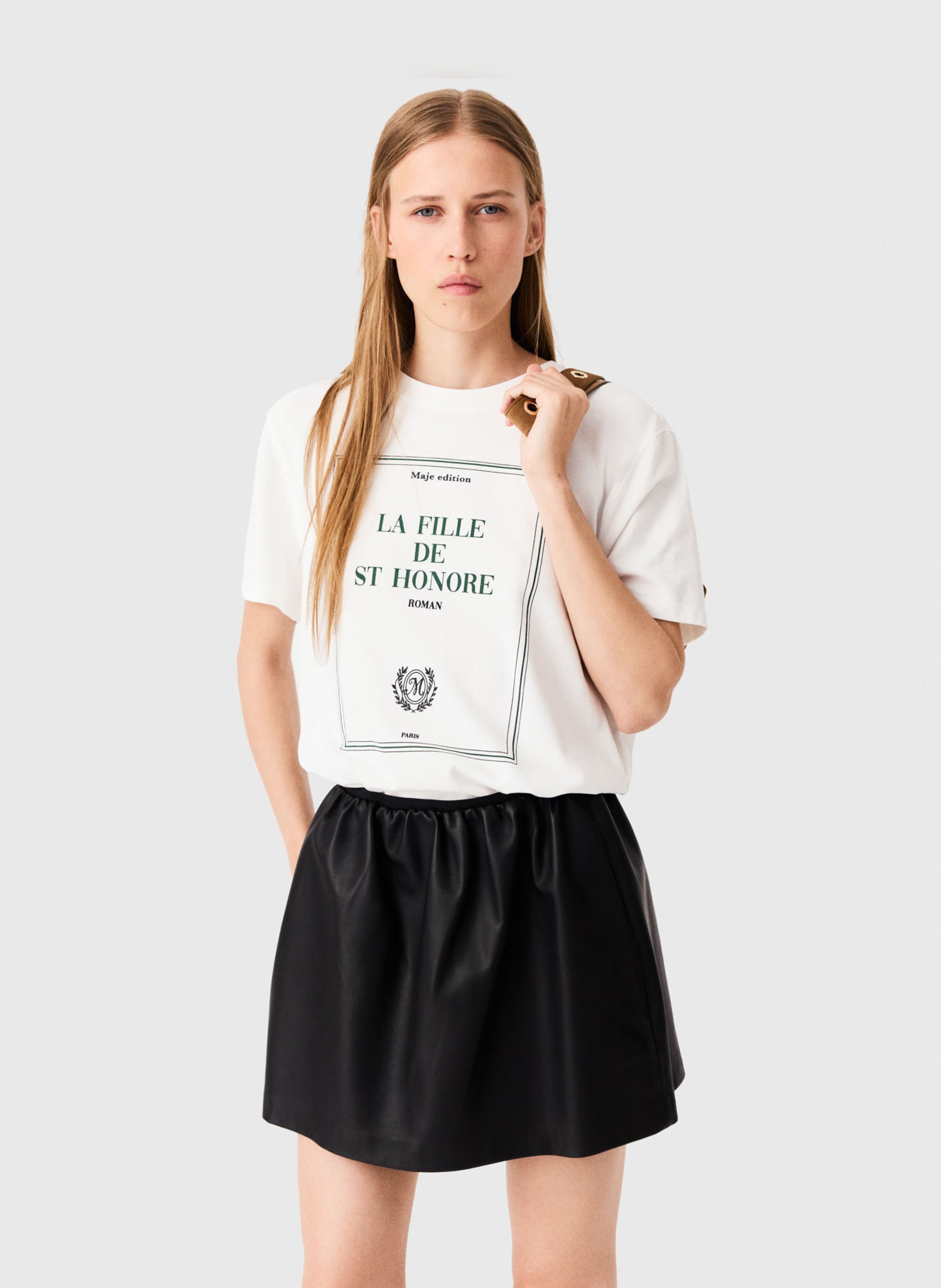 Tee-shirt imprimé manches courtes MAJE Blanc