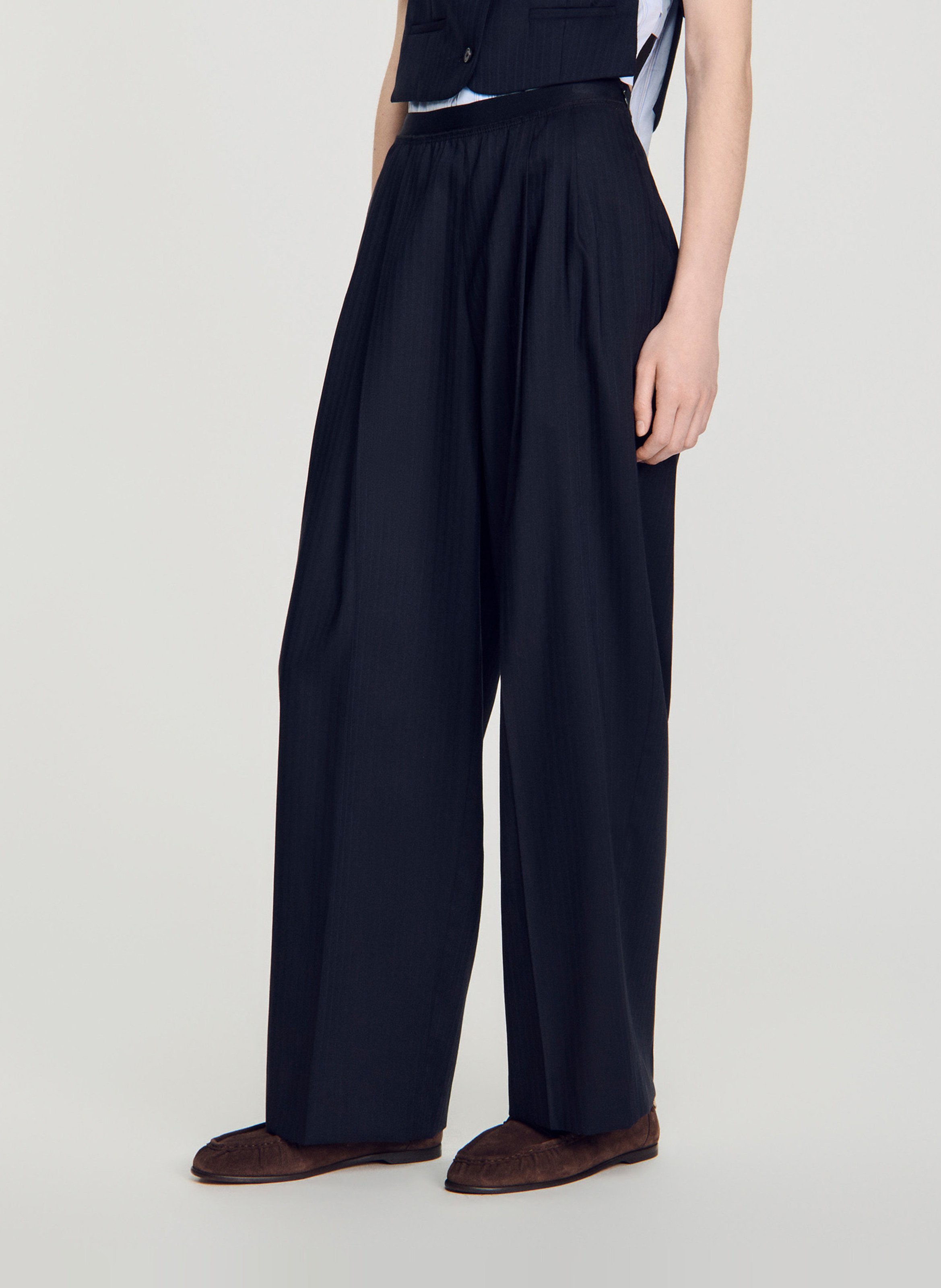Wool mix drainpipe trousers SANDRO Blue