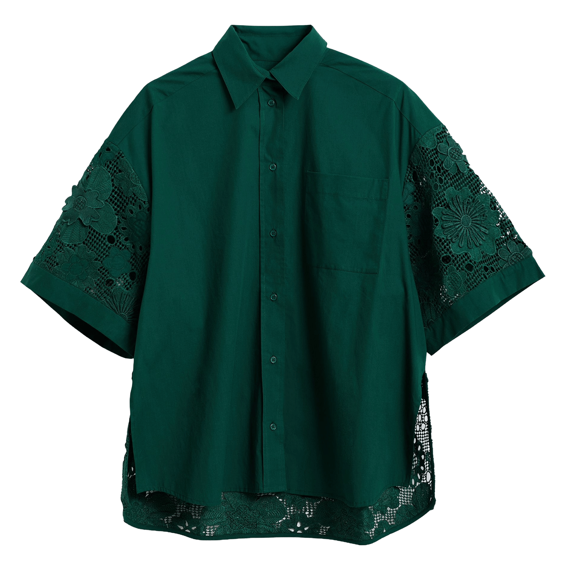 Oversized shirt with classic collar ESSENTIEL ANTWERP Green
