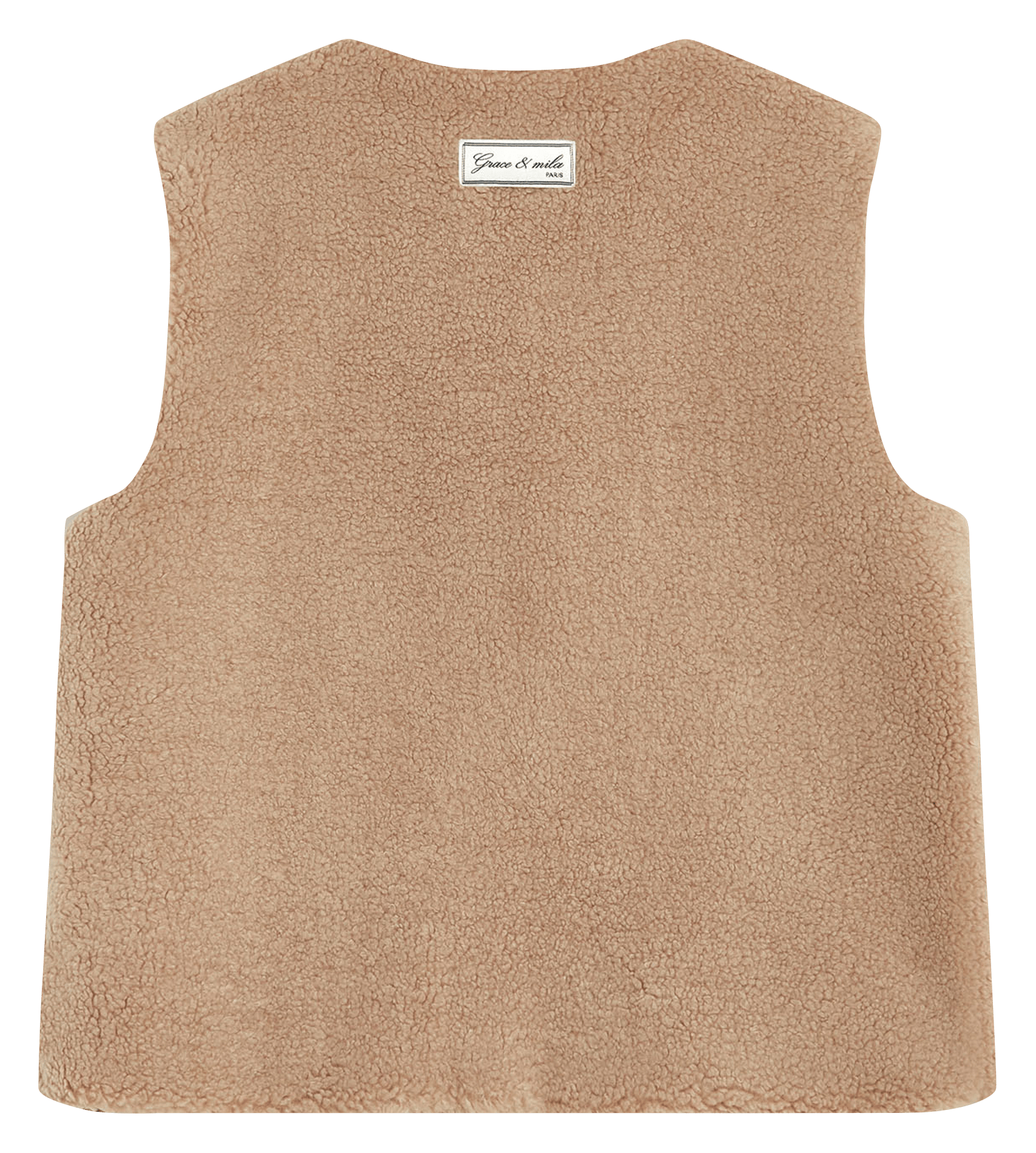 Veste sans manches en shearling synthétique GRACE ET MILA Beige