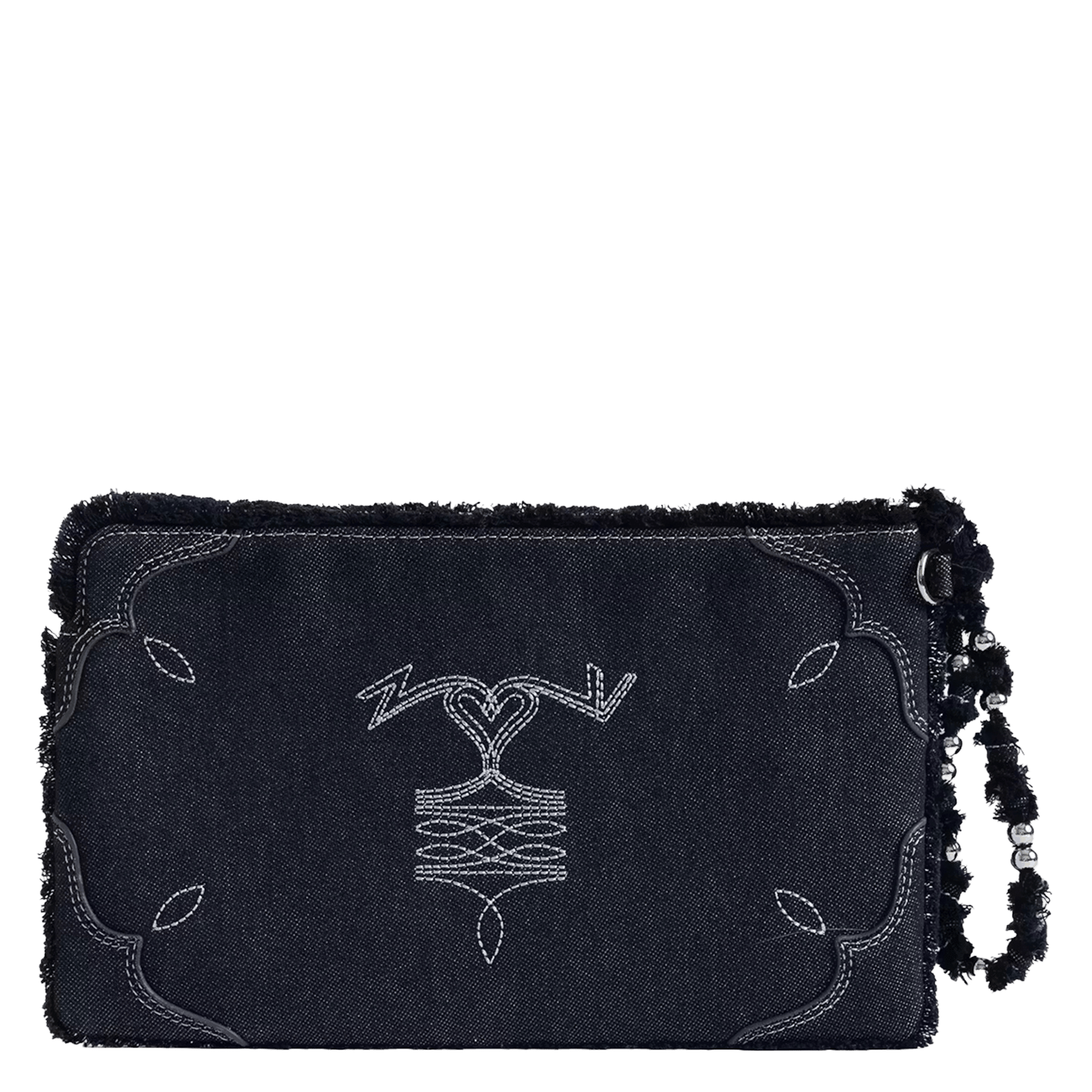 Bestickte Clutch aus gemischter Baumwolle ZADIG&VOLTAIRE Blau